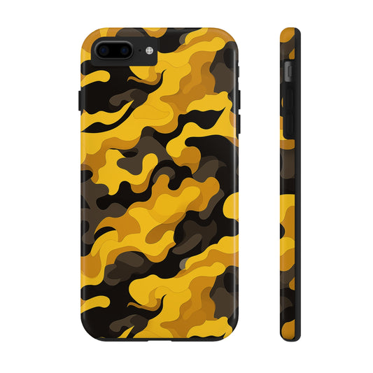 Yellow Camouflage, iPhone 7, 8, X, 11, 12, 13, 14, 15+ case.