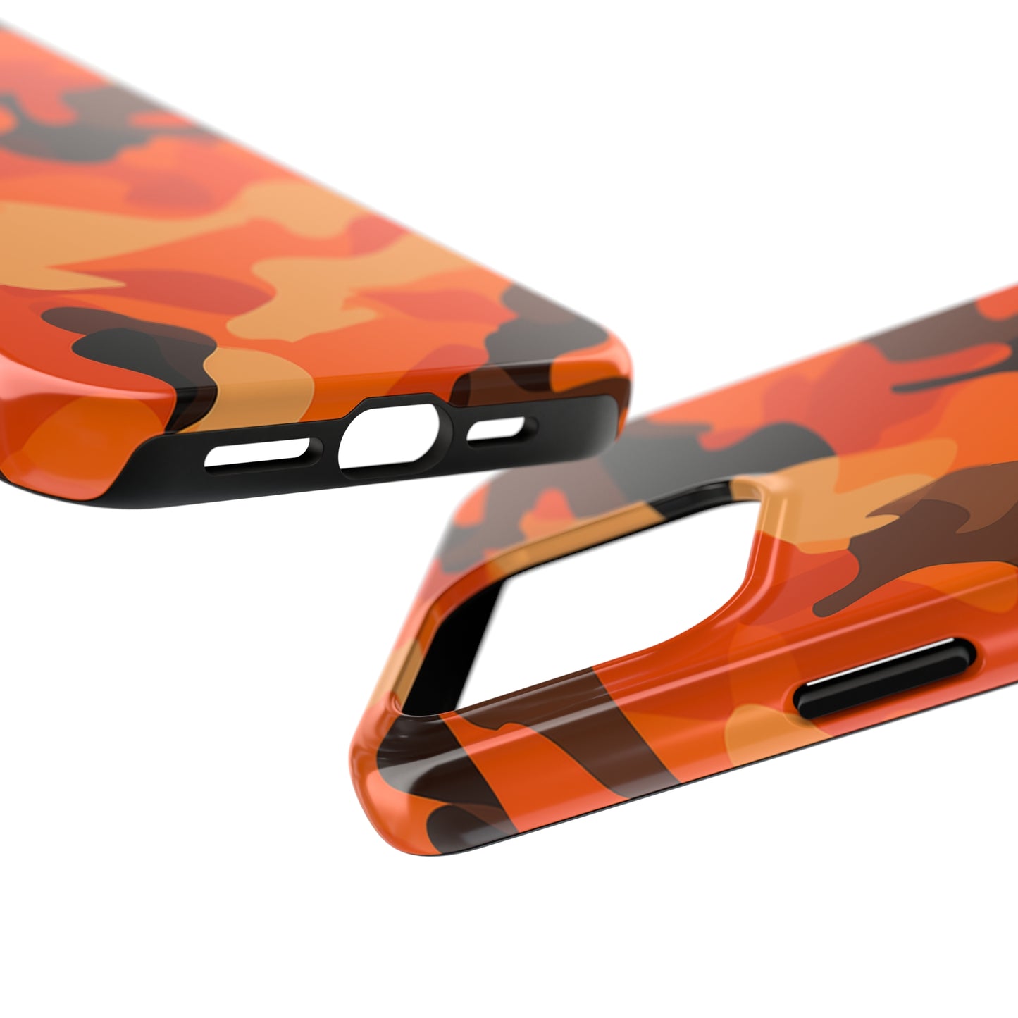 Orange Camouflage, iPhone 7, 8, X, 11, 12, 13, 14, 15+ case.