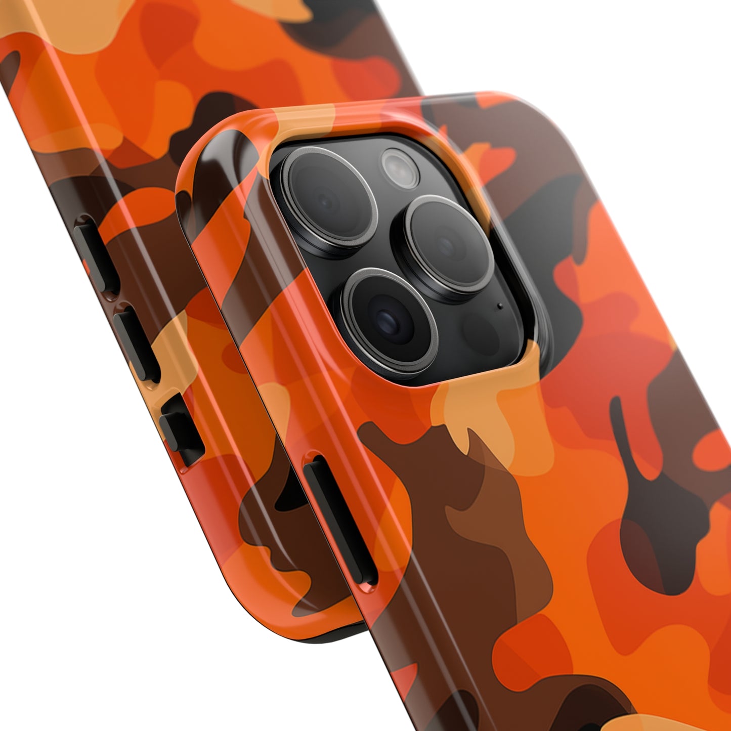 Orange Camouflage, iPhone 7, 8, X, 11, 12, 13, 14, 15+ case.