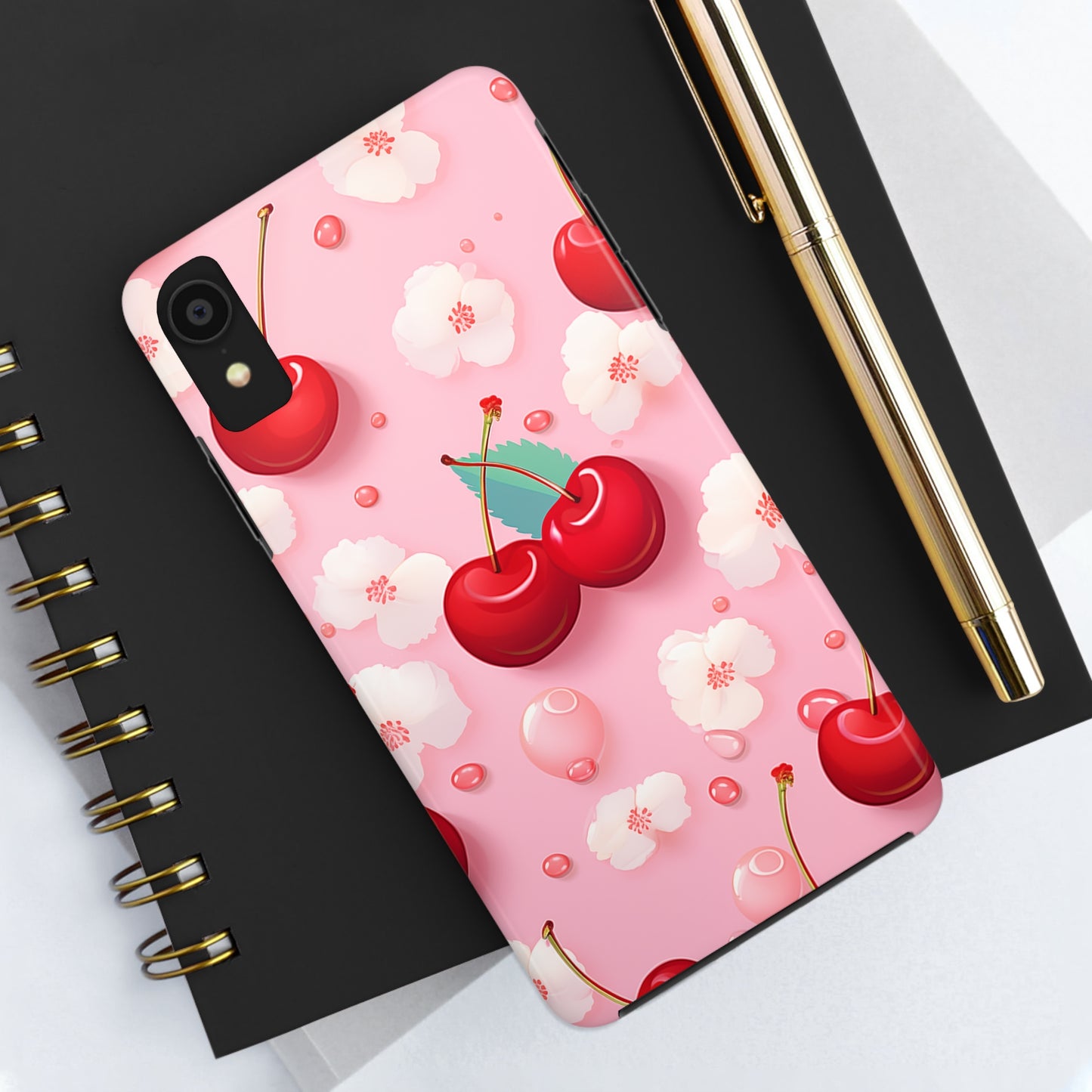 Cherries and Cherry Blossoms #02, iPhone 7, 8, X, 11, 12, 13, 14, 15+ case.