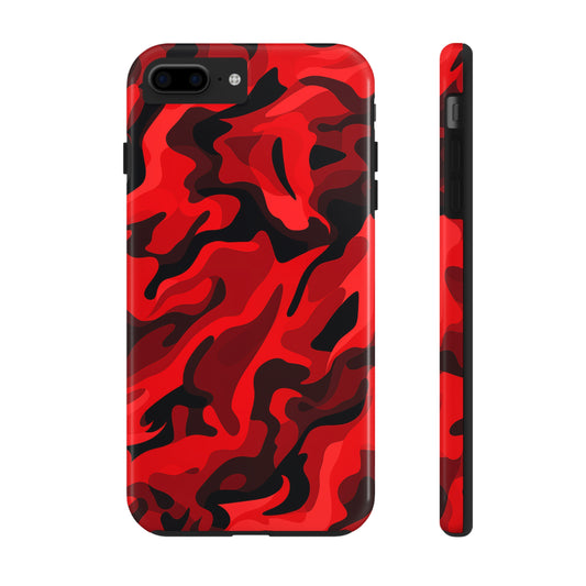 Red Camouflage, iPhone 7, 8, X, 11, 12, 13, 14, 15+ case.