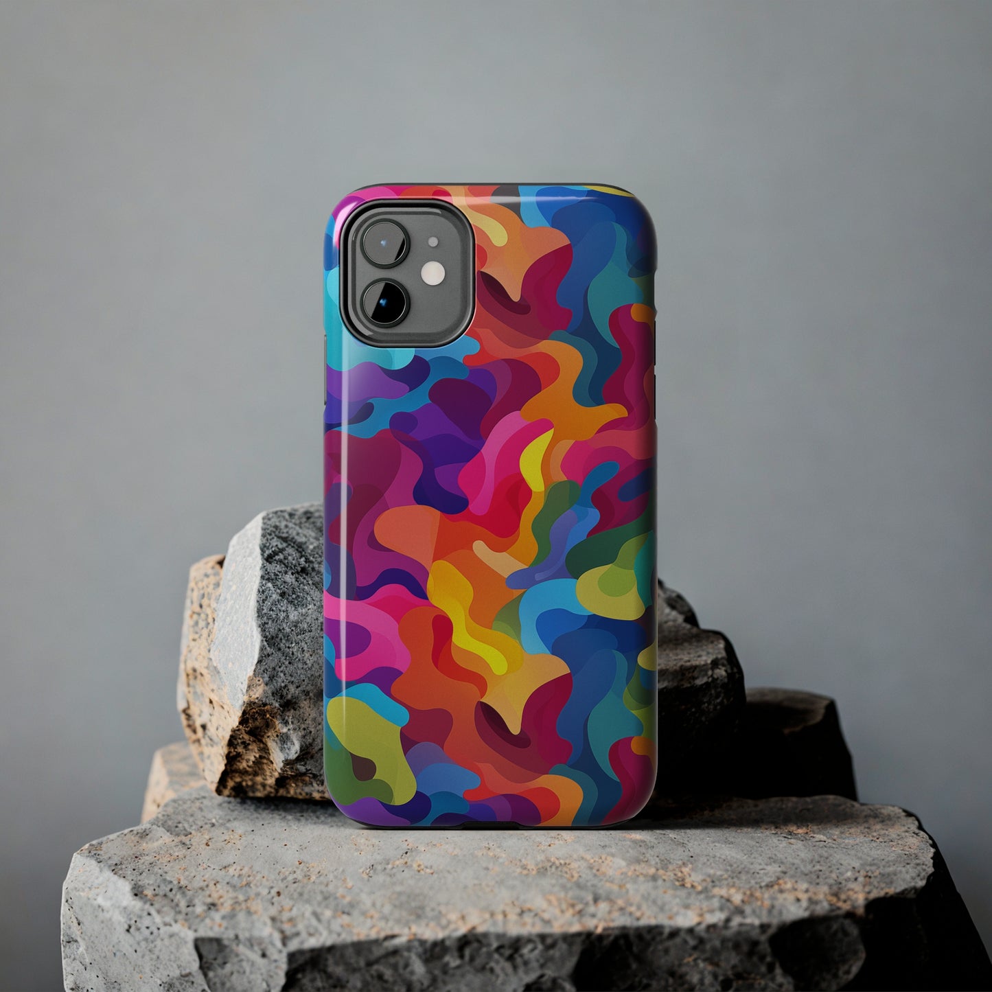 Rainbow Camouflage, iPhone 7, 8, X, 11, 12, 13, 14, 15+ case.