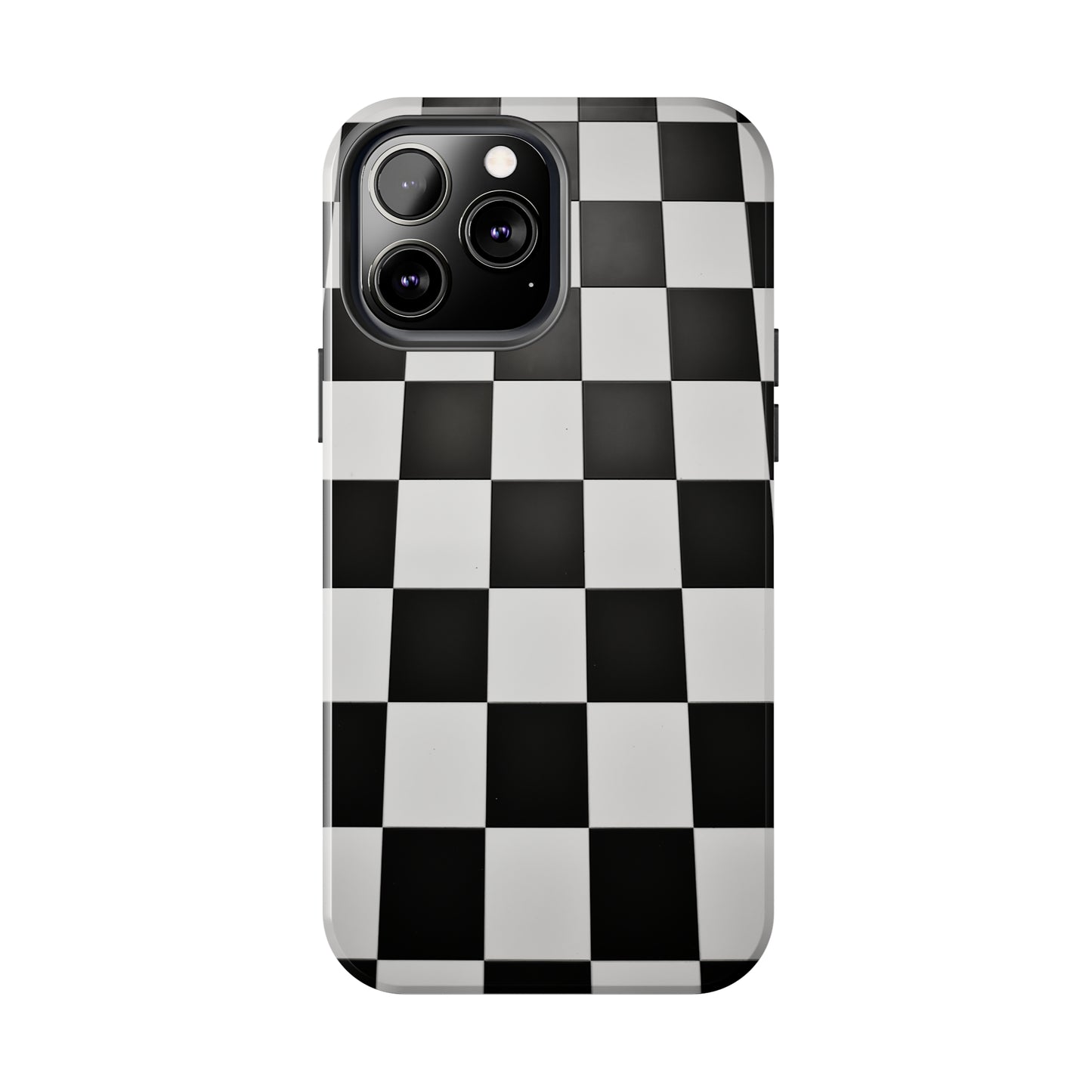 Checkered black and white, iPhone 7, 8, X, 11, 12, 13, 14, 15+ case.