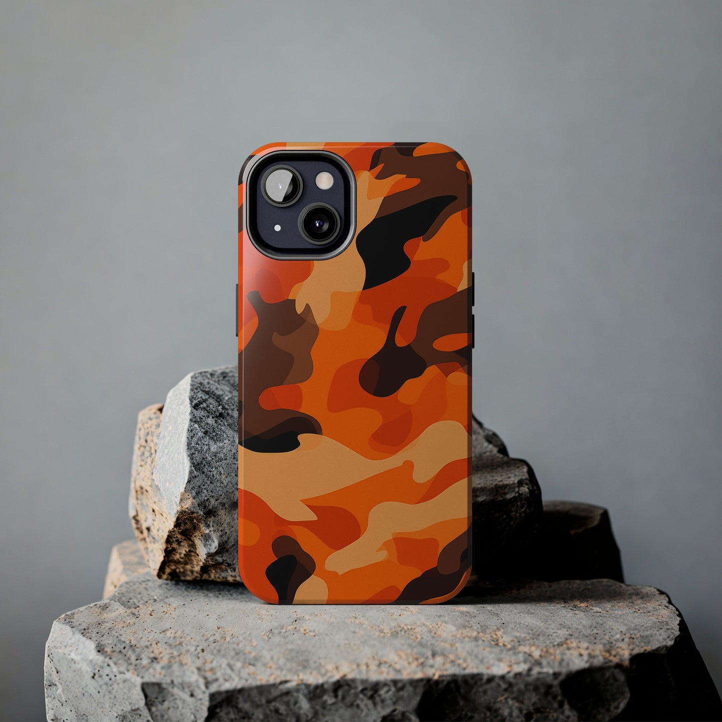 Orange Camouflage, iPhone 7, 8, X, 11, 12, 13, 14, 15+ case.