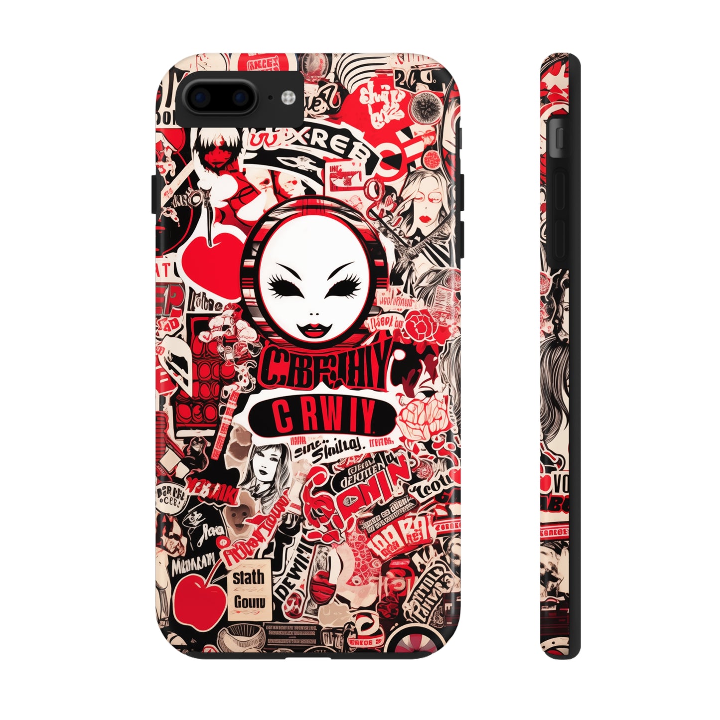 Red collage 09, iPhone 7, 8, X, 11, 12, 13, 14, 15+ case.