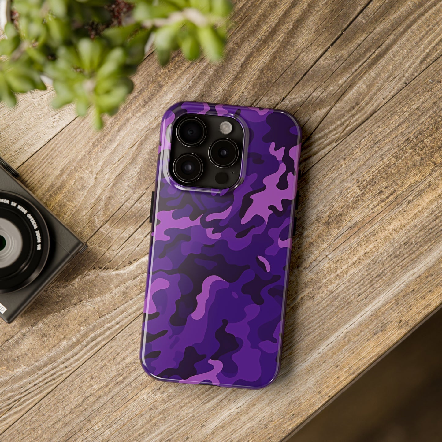 Purple Camouflage, iPhone 7, 8, X, 11, 12, 13, 14, 15+ case.