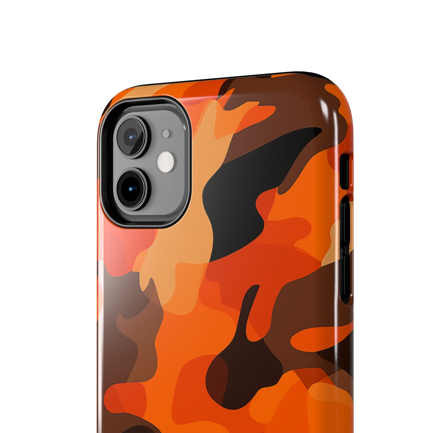 Orange Camouflage, iPhone 7, 8, X, 11, 12, 13, 14, 15+ case.