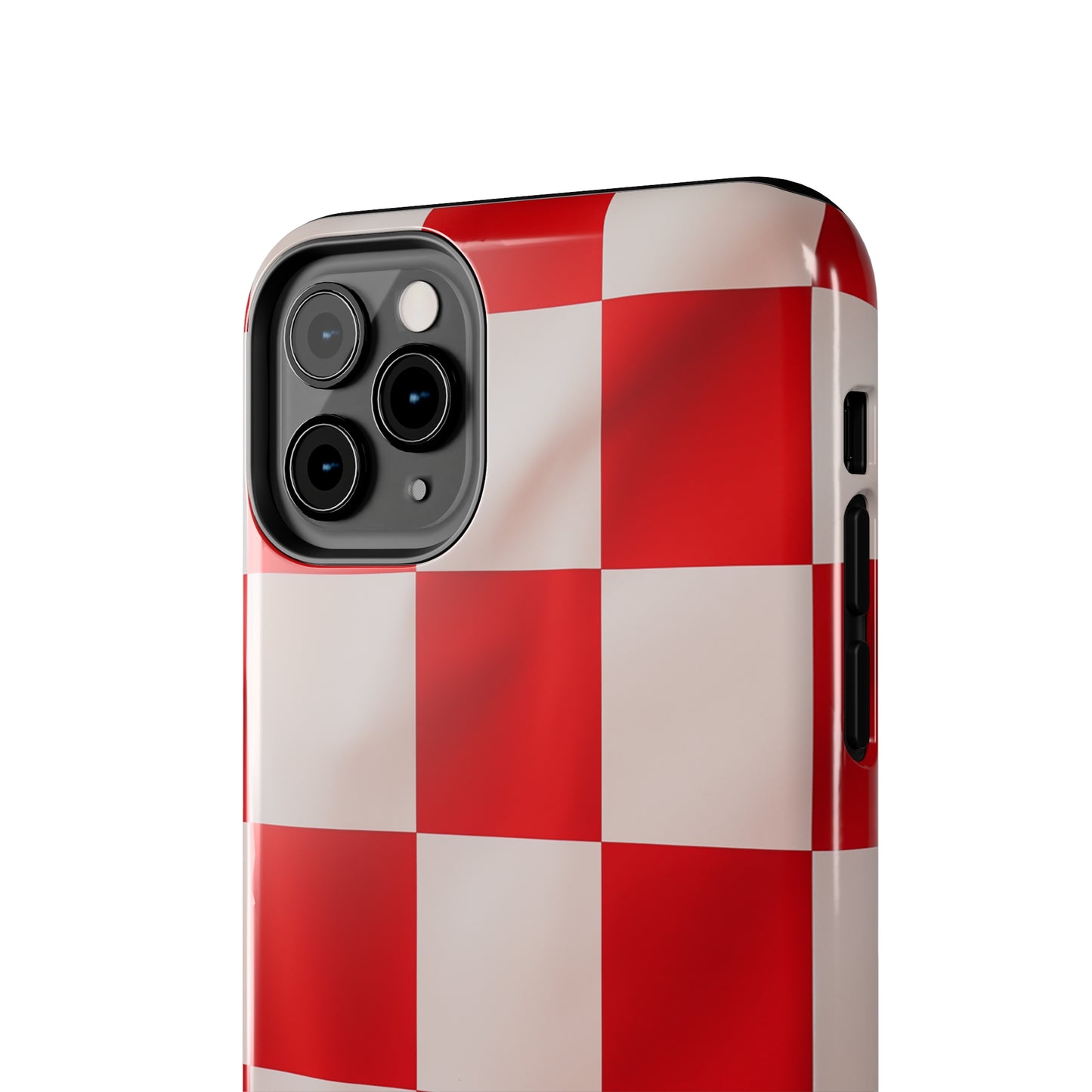 Checkered red, iPhone 7, 8, X, 11, 12, 13, 14, 15+ case.