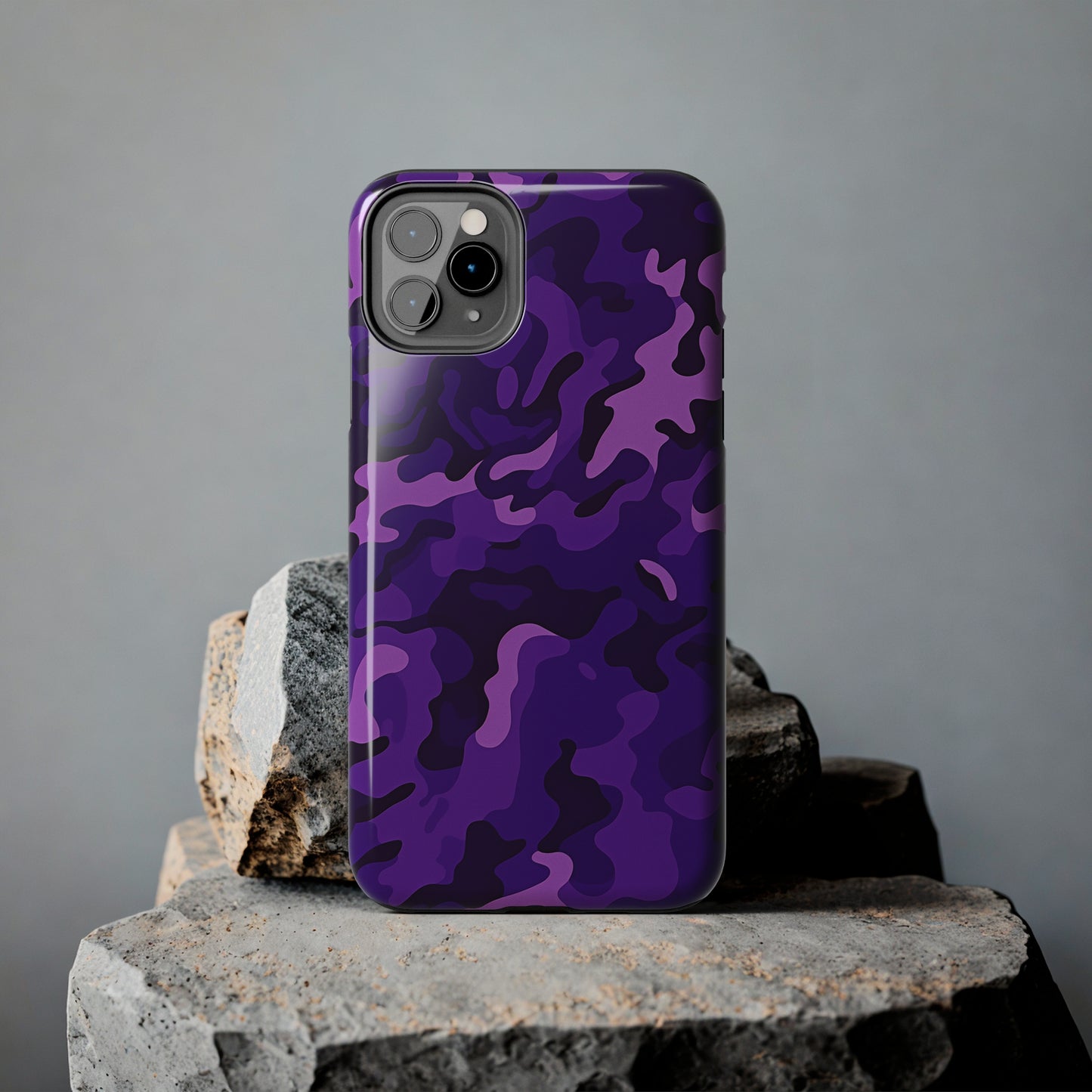 Purple Camouflage, iPhone 7, 8, X, 11, 12, 13, 14, 15+ case.