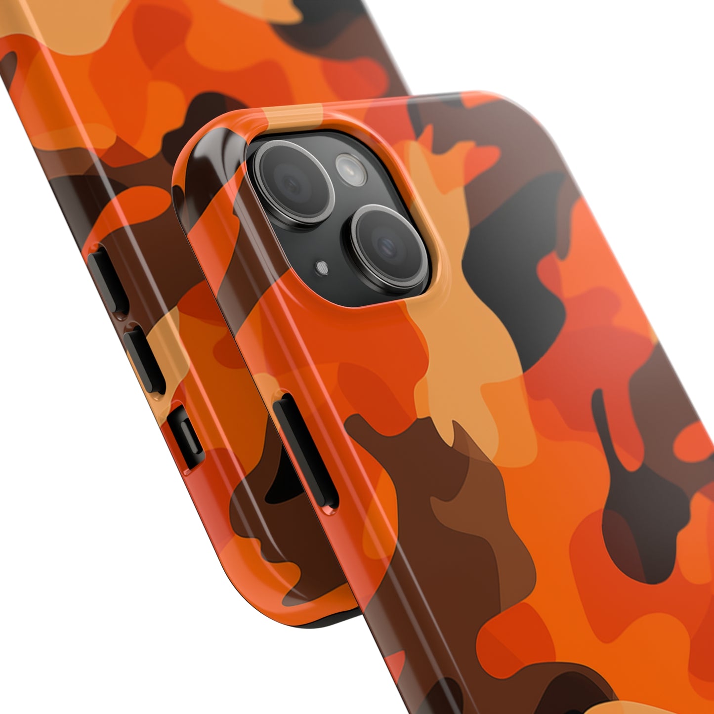 Orange Camouflage, iPhone 7, 8, X, 11, 12, 13, 14, 15+ case.