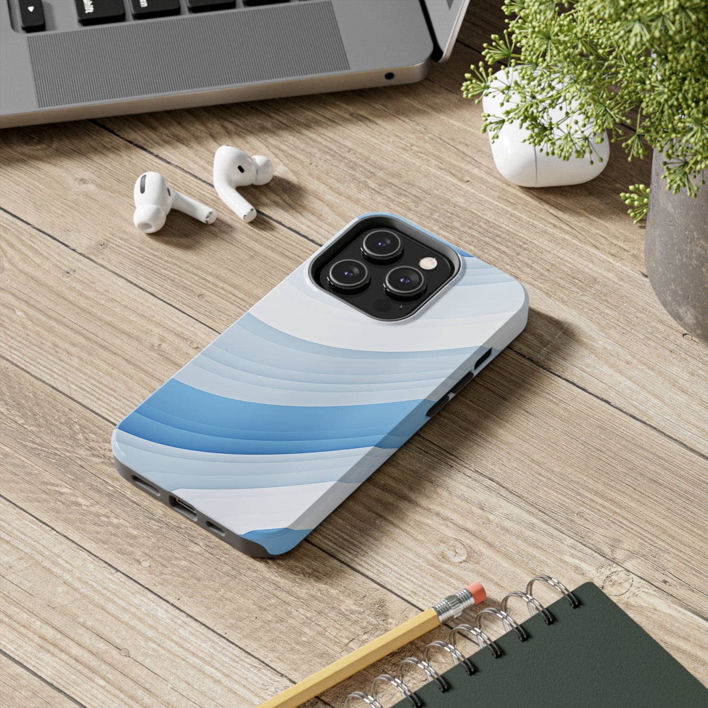 Blue Stripes #02, iPhone 7, 8, X, 11, 12, 13, 14, 15+ case.