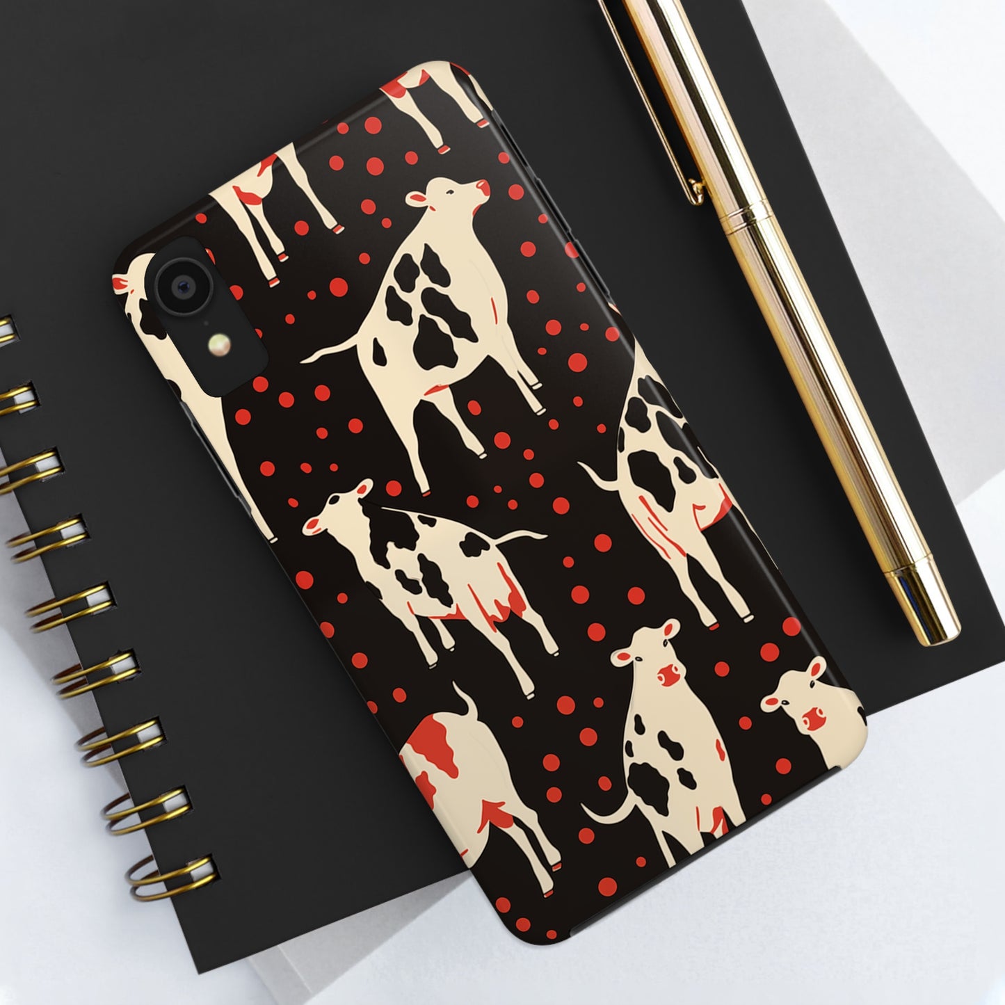 Cow pattern, iPhone 7, 8, X, 11, 12, 13, 14, 15+ case.