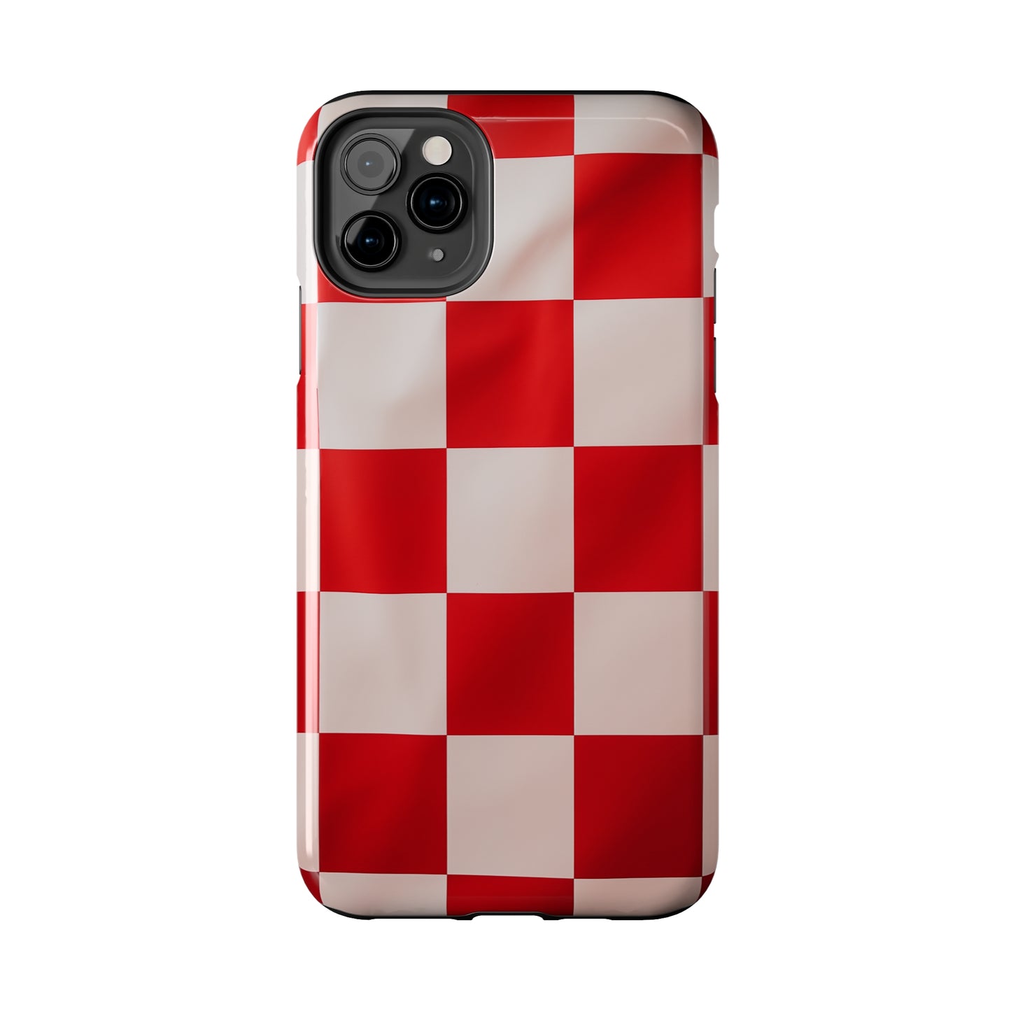 Checkered red, iPhone 7, 8, X, 11, 12, 13, 14, 15+ case.