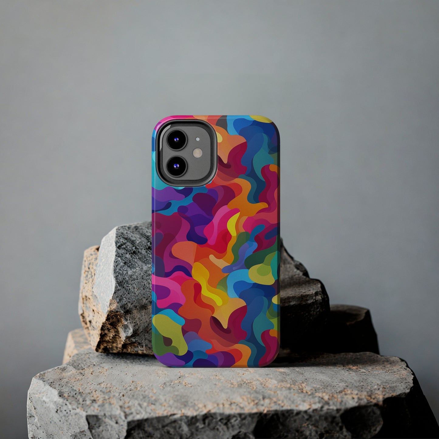 Rainbow Camouflage, iPhone 7, 8, X, 11, 12, 13, 14, 15+ case.