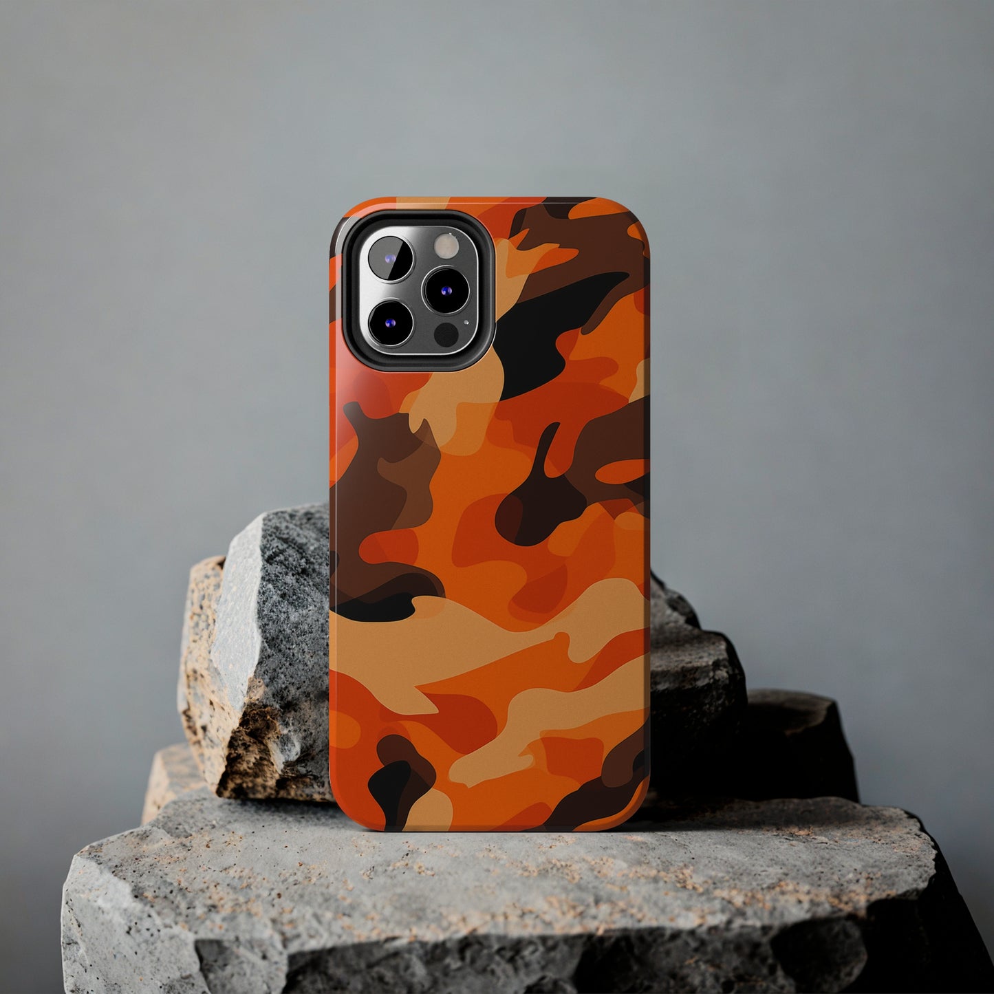 Orange Camouflage, iPhone 7, 8, X, 11, 12, 13, 14, 15+ case.