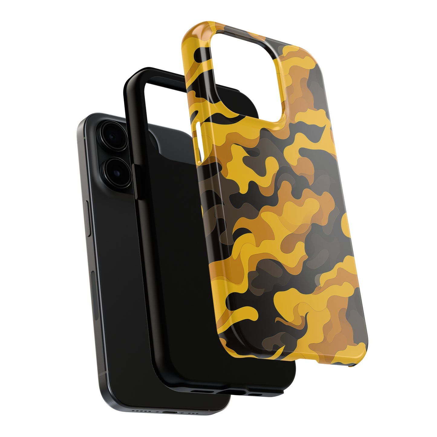 Yellow Camouflage, iPhone 7, 8, X, 11, 12, 13, 14, 15+ case.