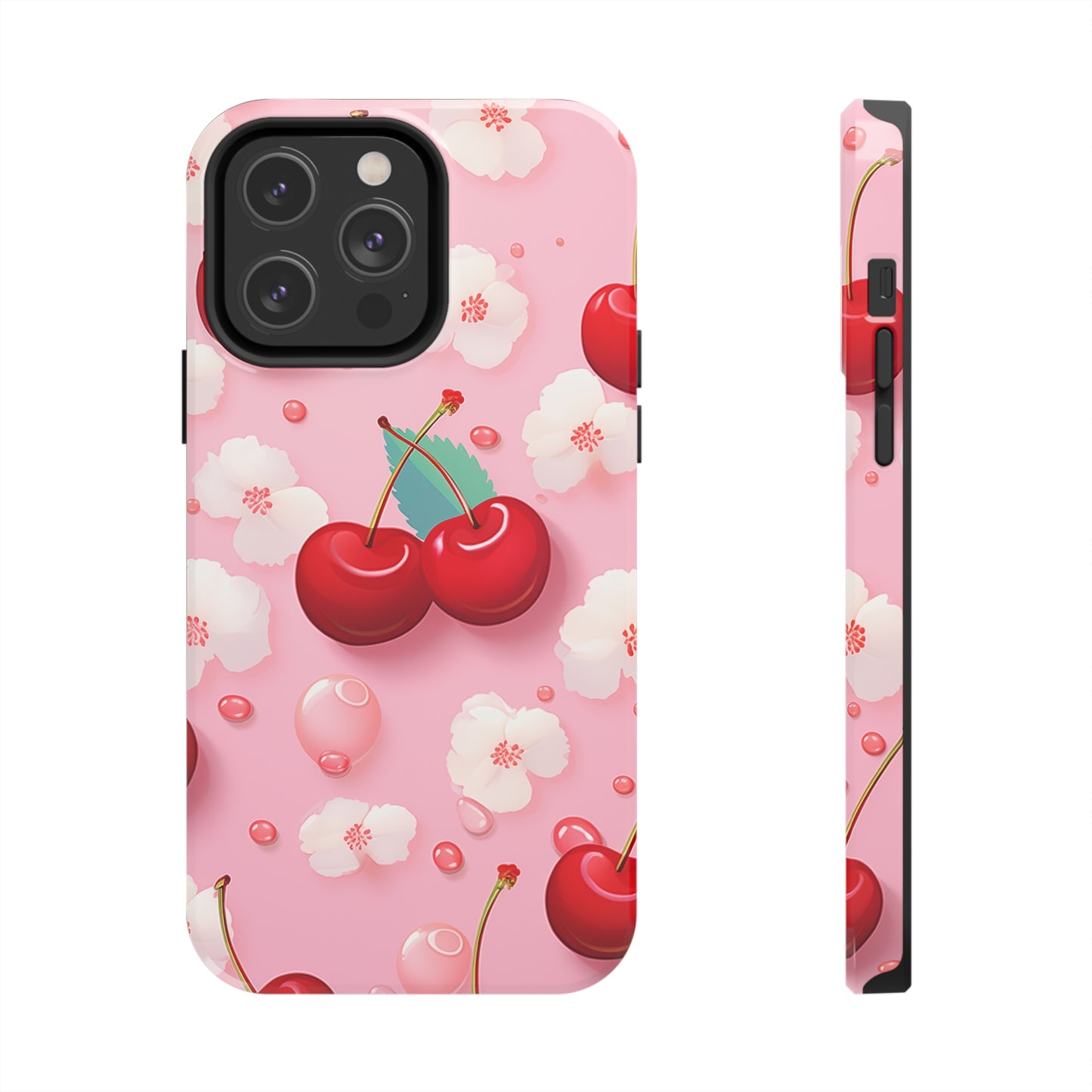 Cherries and Cherry Blossoms #02, iPhone 7, 8, X, 11, 12, 13, 14, 15+ case.