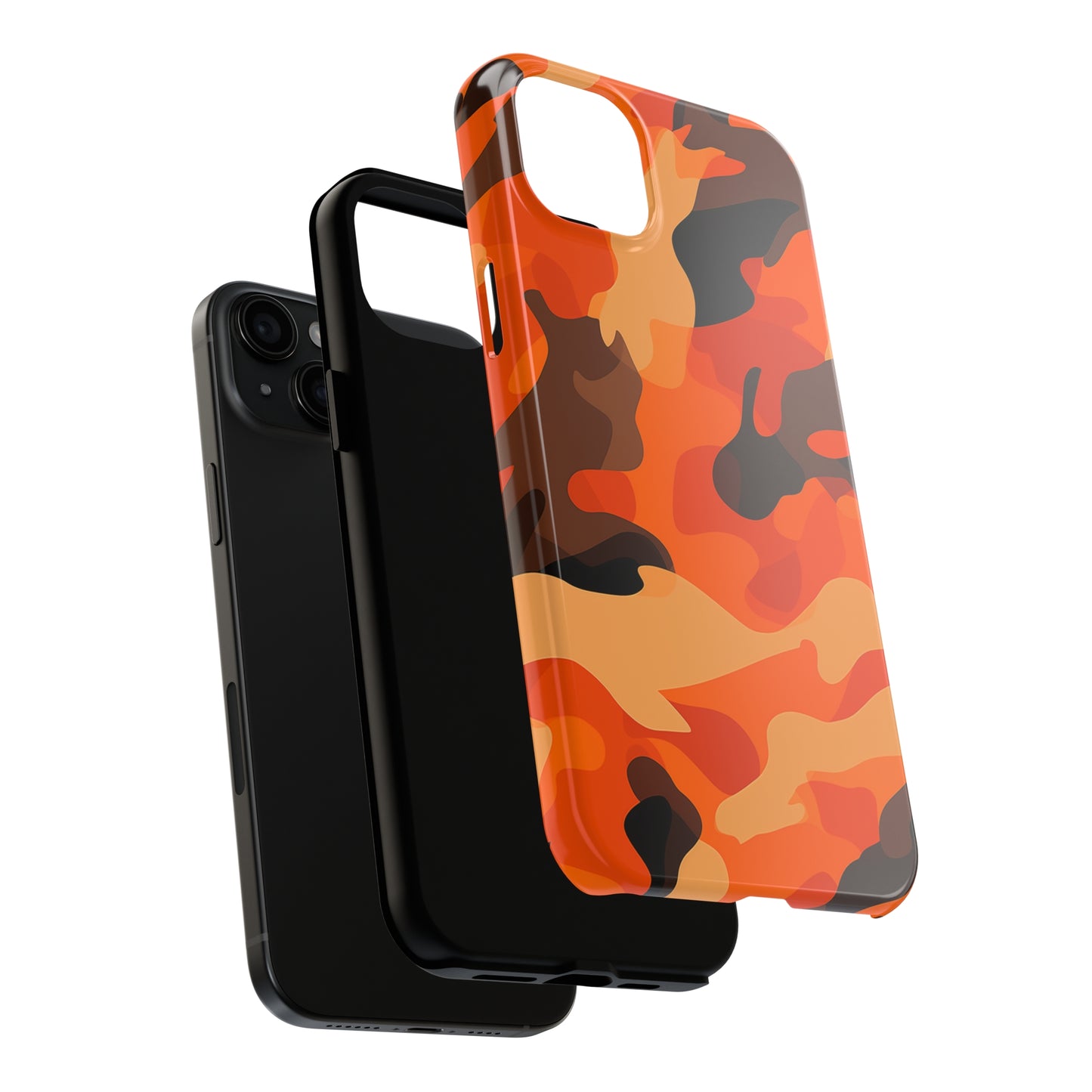 Orange Camouflage, iPhone 7, 8, X, 11, 12, 13, 14, 15+ case.