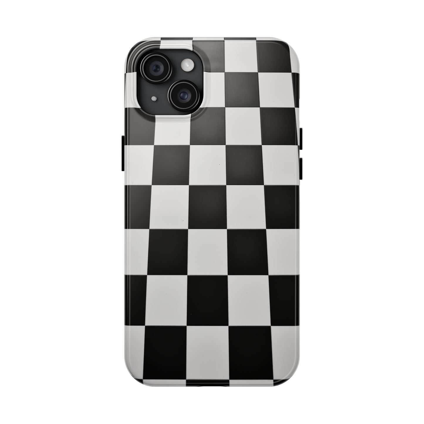 Checkered black and white, iPhone 7, 8, X, 11, 12, 13, 14, 15+ case.