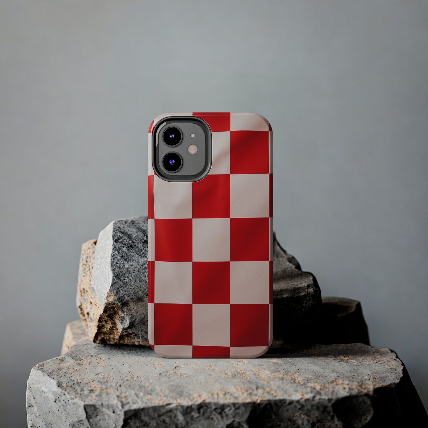 Checkered red, iPhone 7, 8, X, 11, 12, 13, 14, 15+ case.