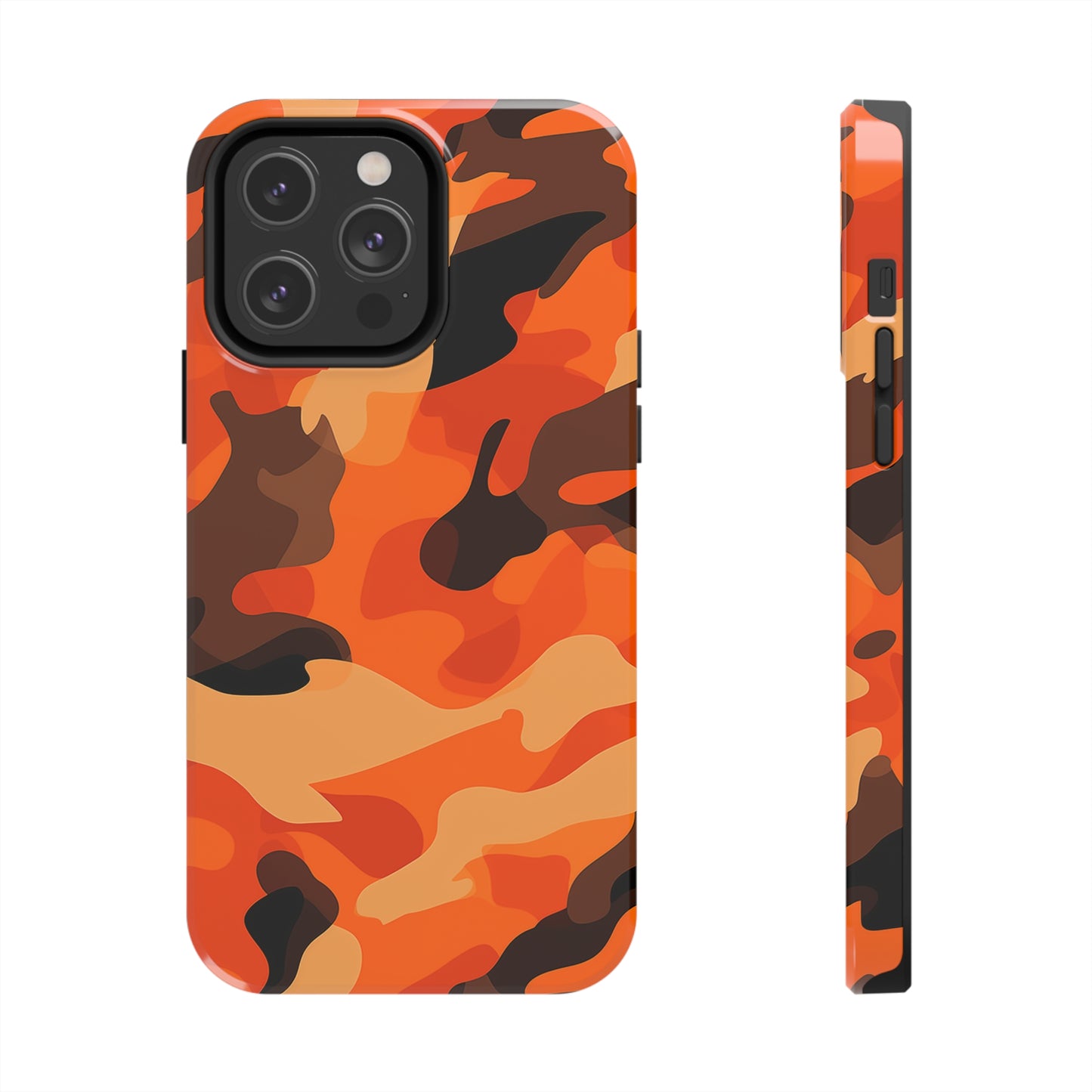 Orange Camouflage, iPhone 7, 8, X, 11, 12, 13, 14, 15+ case.