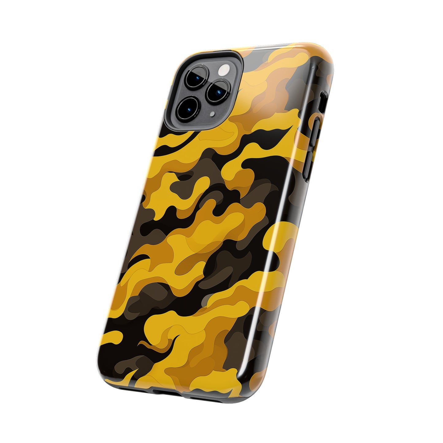 Yellow Camouflage, iPhone 7, 8, X, 11, 12, 13, 14, 15+ case.