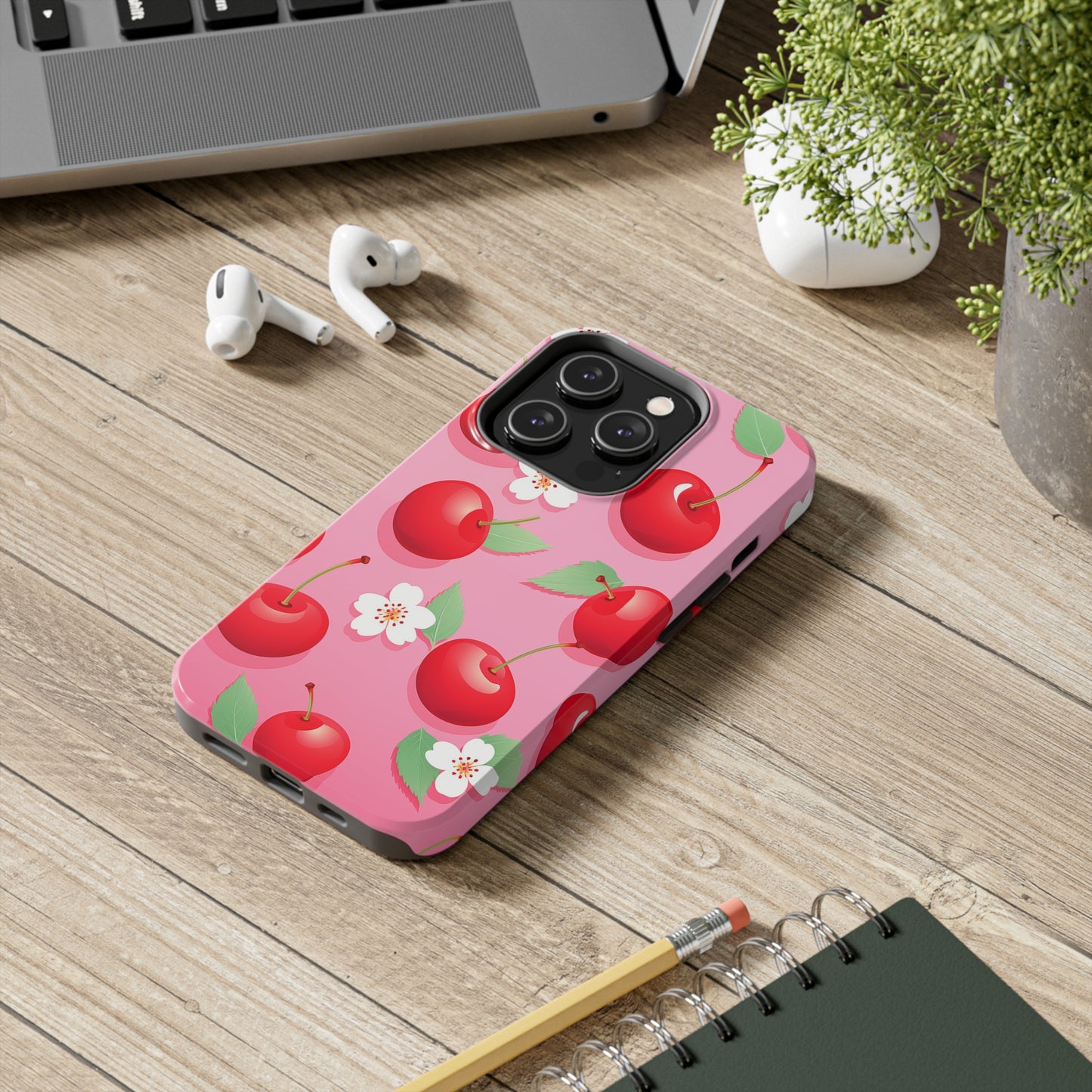 Cherries and Cherry Blossoms #03, iPhone 7, 8, X, 11, 12, 13, 14, 15+ case.