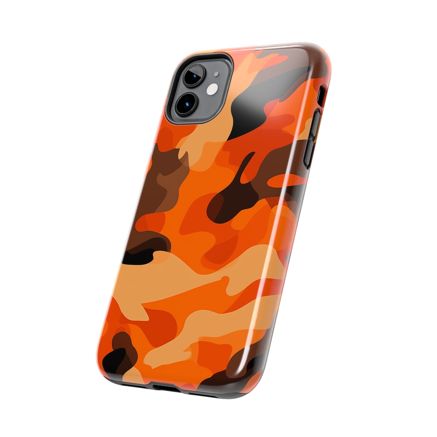 Orange Camouflage, iPhone 7, 8, X, 11, 12, 13, 14, 15+ case.