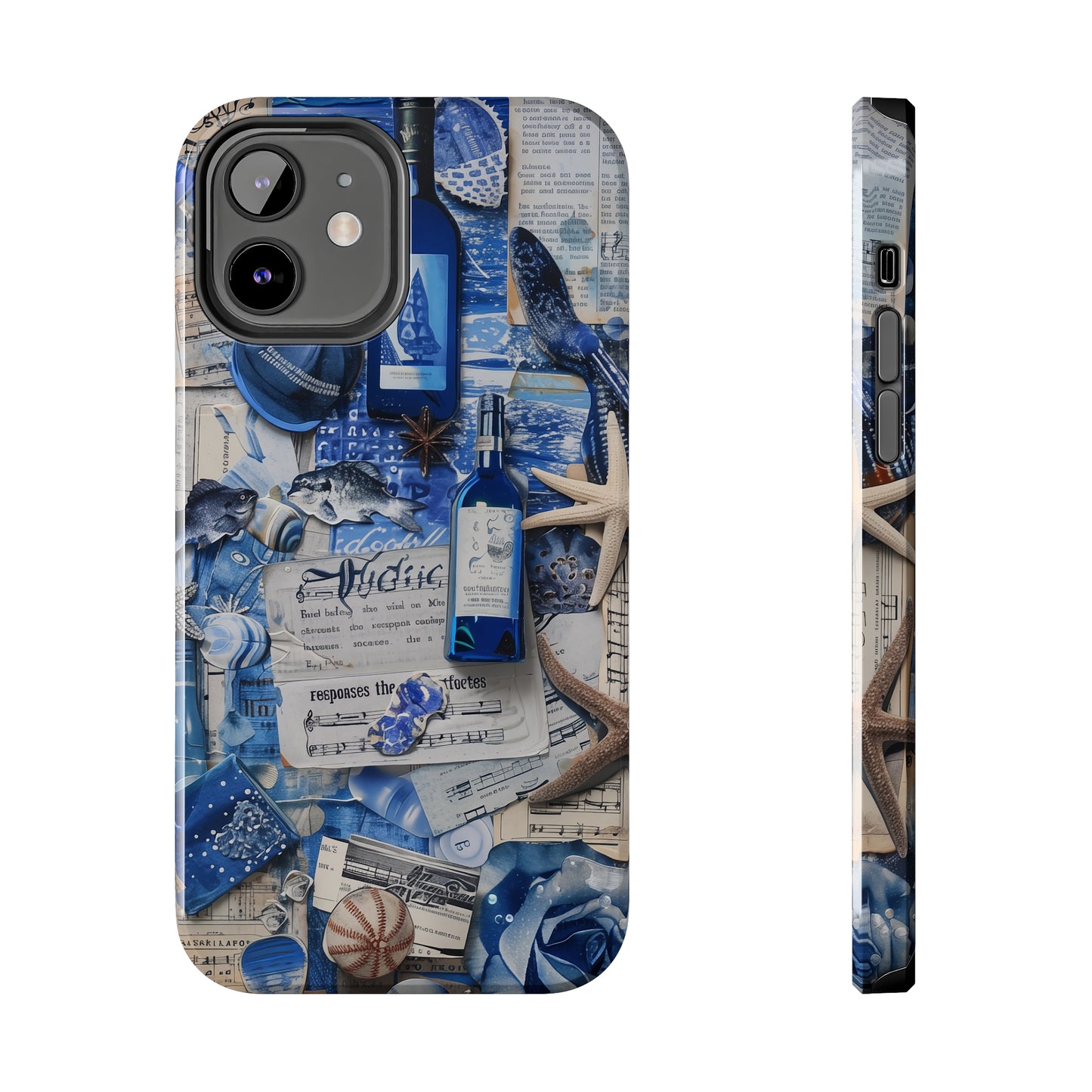 Various blue collage 03, iPhone 7, 8, X, 11, 12, 13, 14, 15+ case.