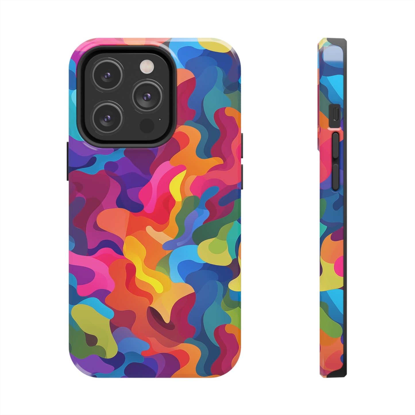 Rainbow Camouflage, iPhone 7, 8, X, 11, 12, 13, 14, 15+ case.