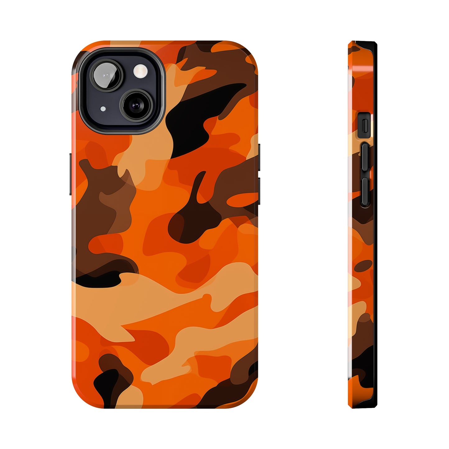 Orange Camouflage, iPhone 7, 8, X, 11, 12, 13, 14, 15+ case.