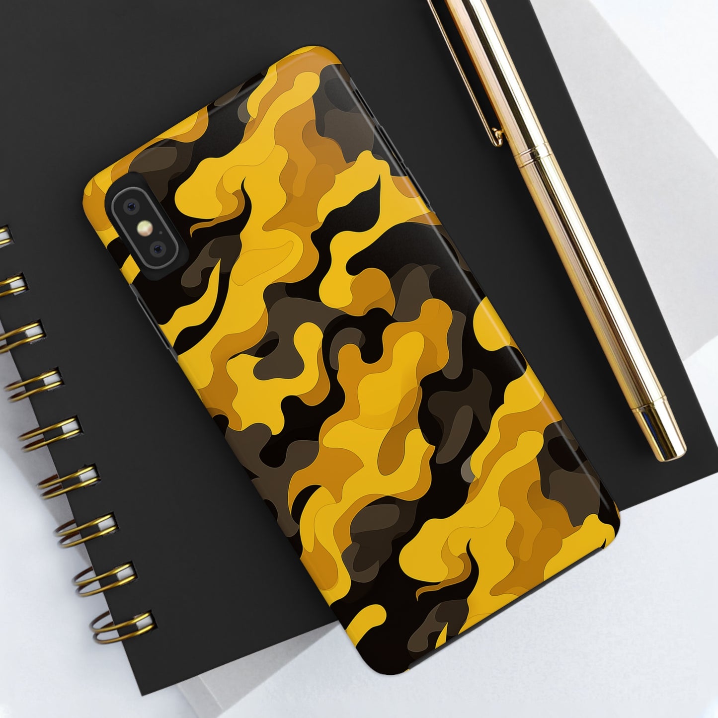 Yellow Camouflage, iPhone 7, 8, X, 11, 12, 13, 14, 15+ case.