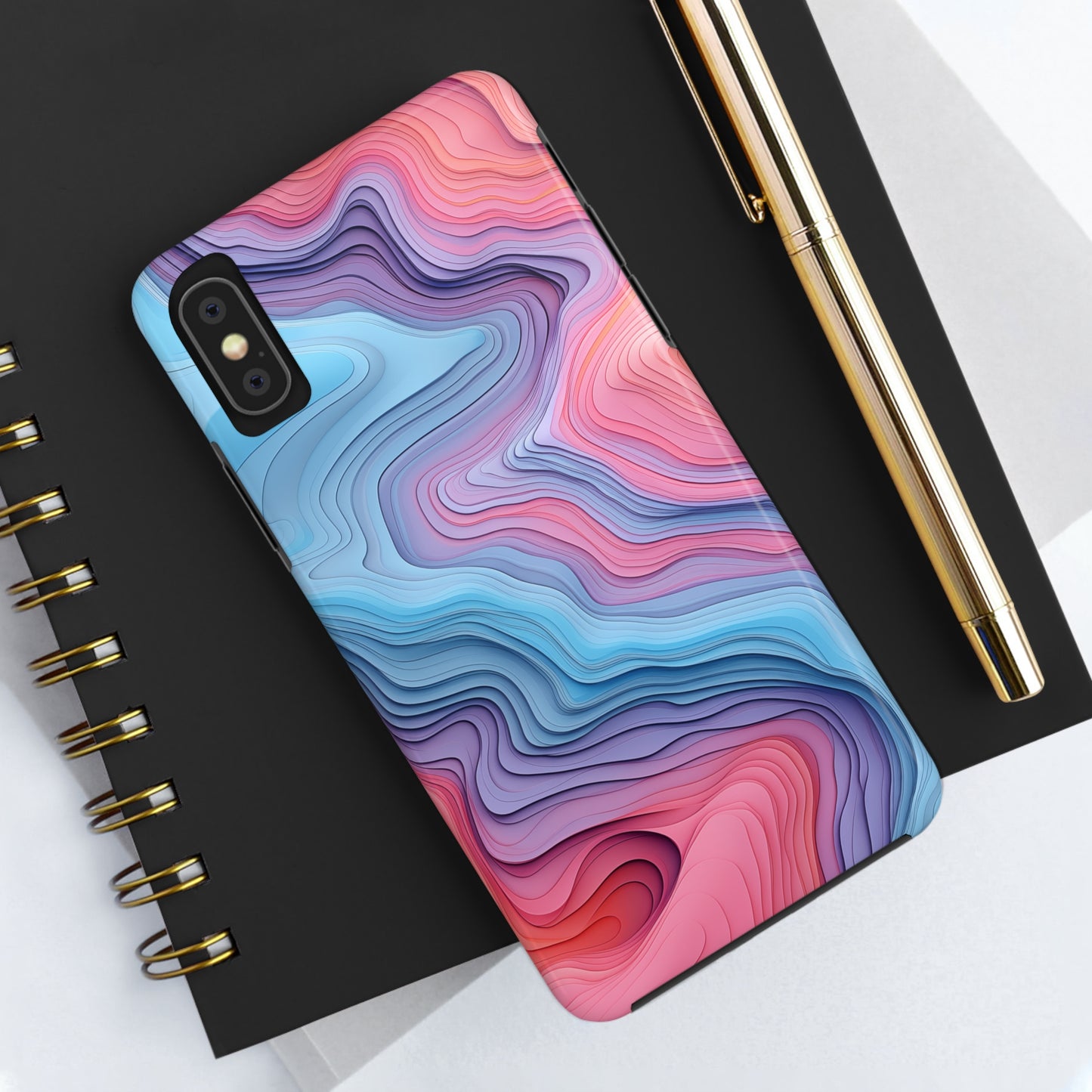 Topographical, iPhone 7, 8, X, 11, 12, 13, 14, 15+ case.