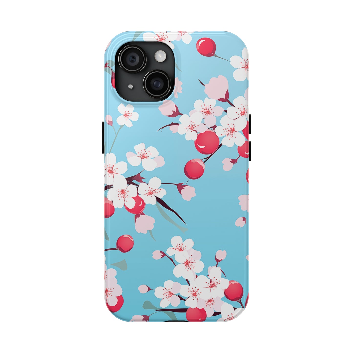 Cherries and Cherry Blossoms, iPhone 7, 8, X, 11, 12, 13, 14, 15+ case.