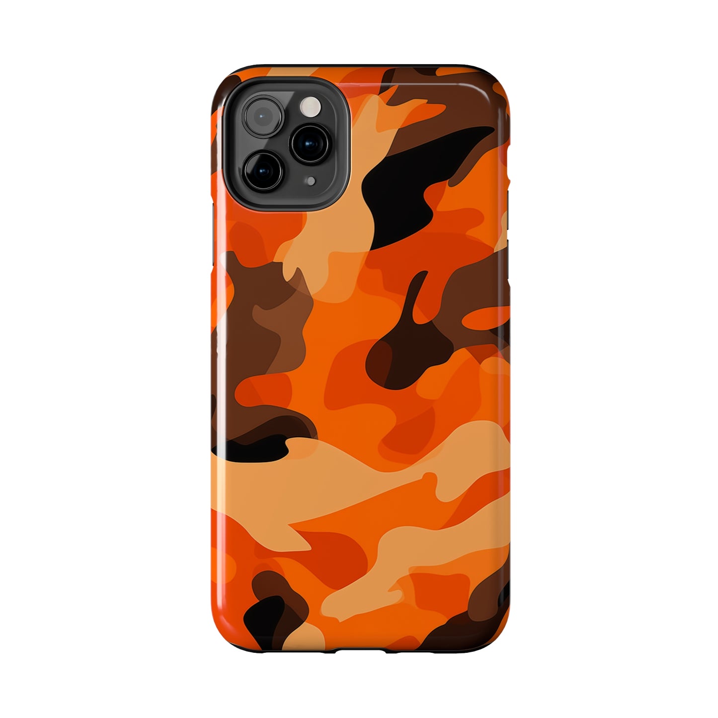 Orange Camouflage, iPhone 7, 8, X, 11, 12, 13, 14, 15+ case.