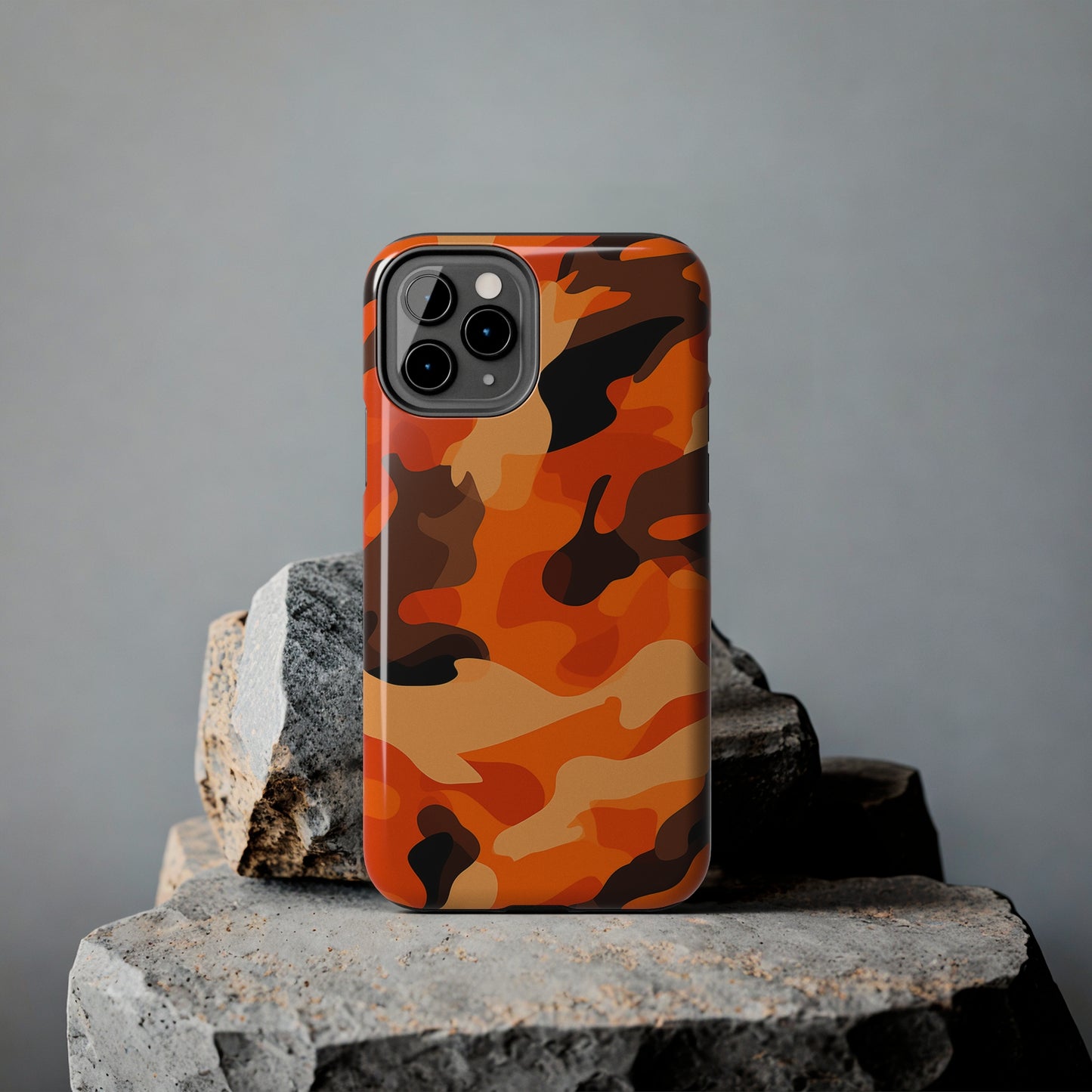 Orange Camouflage, iPhone 7, 8, X, 11, 12, 13, 14, 15+ case.