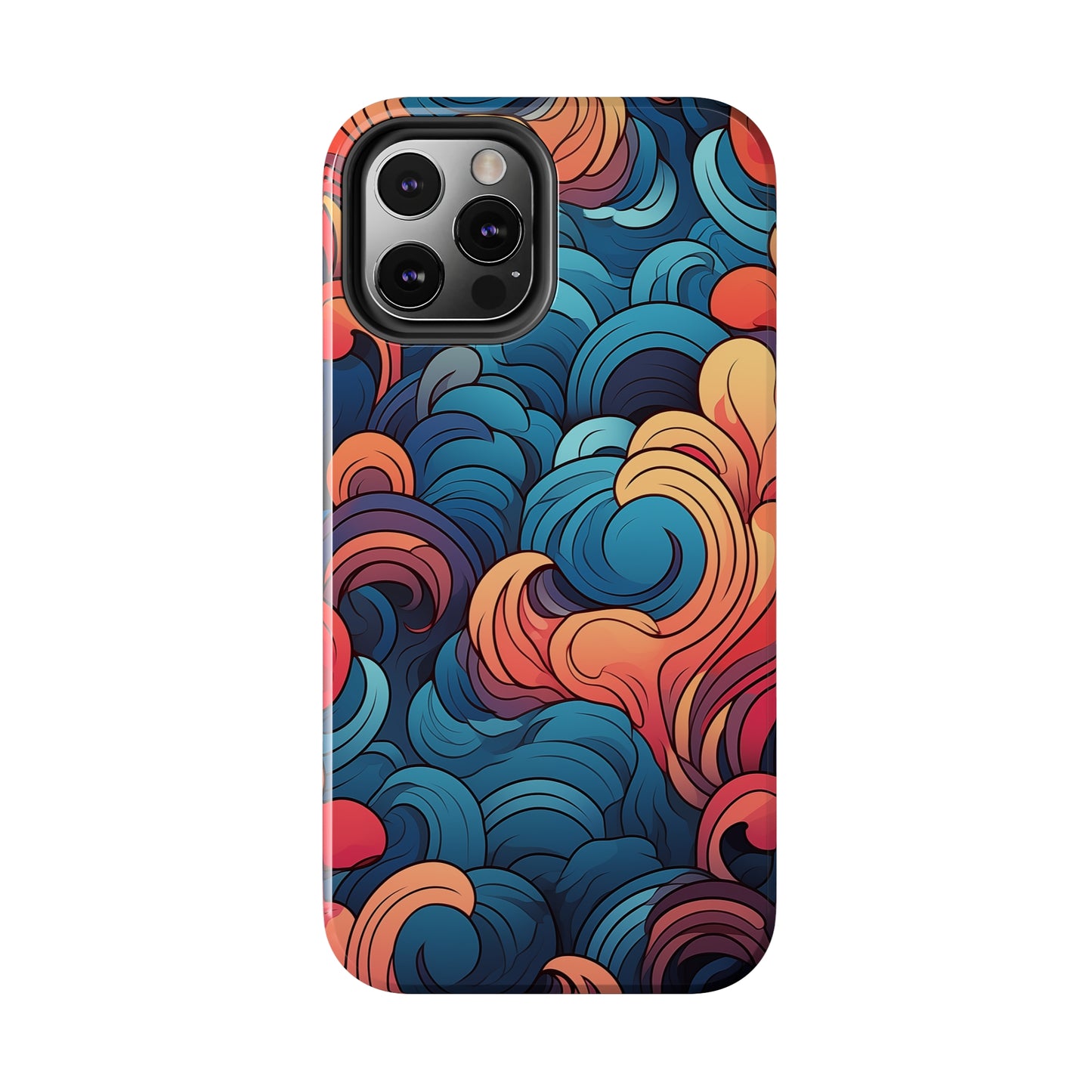 Abstract Swirls, iPhone 7, 8, X, 11, 12, 13, 14, 15+ case.