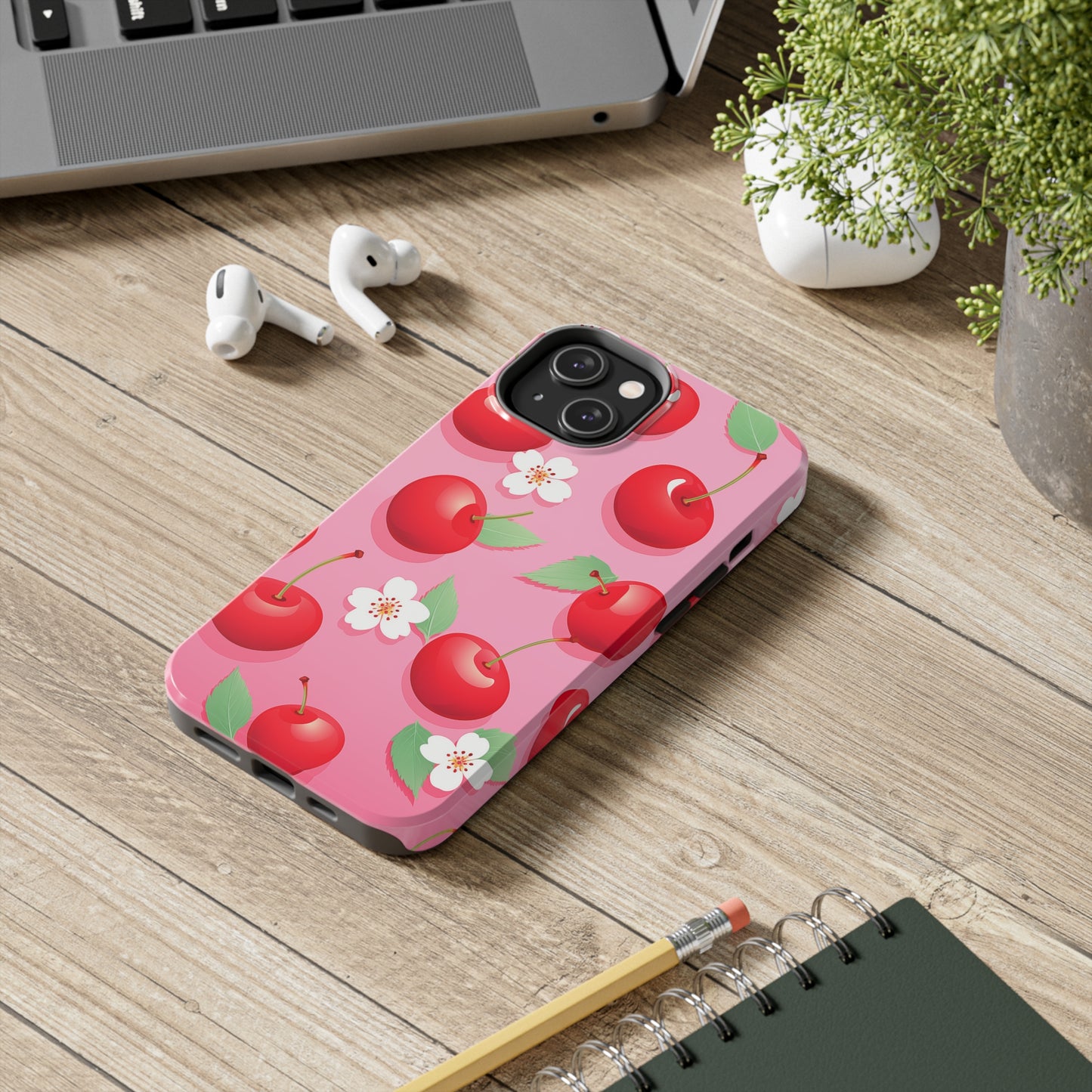 Cherries and Cherry Blossoms #03, iPhone 7, 8, X, 11, 12, 13, 14, 15+ case.