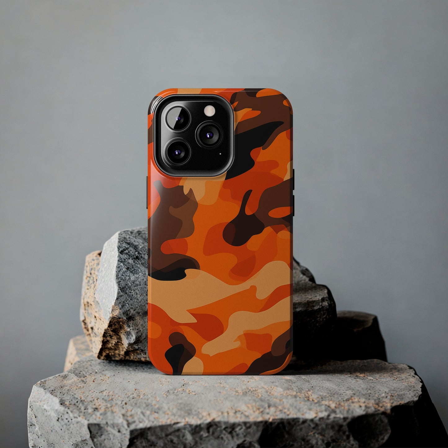 Orange Camouflage, iPhone 7, 8, X, 11, 12, 13, 14, 15+ case.