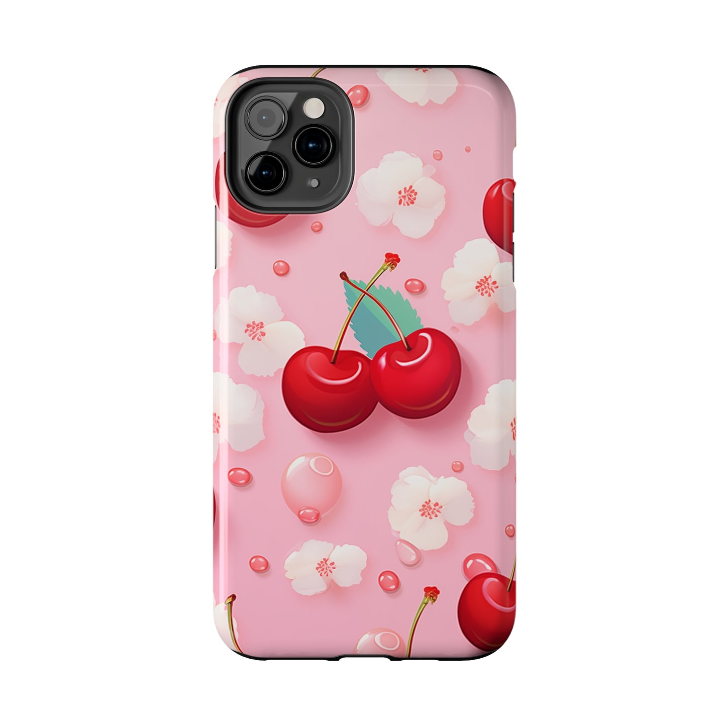 Cherries and Cherry Blossoms #02, iPhone 7, 8, X, 11, 12, 13, 14, 15+ case.