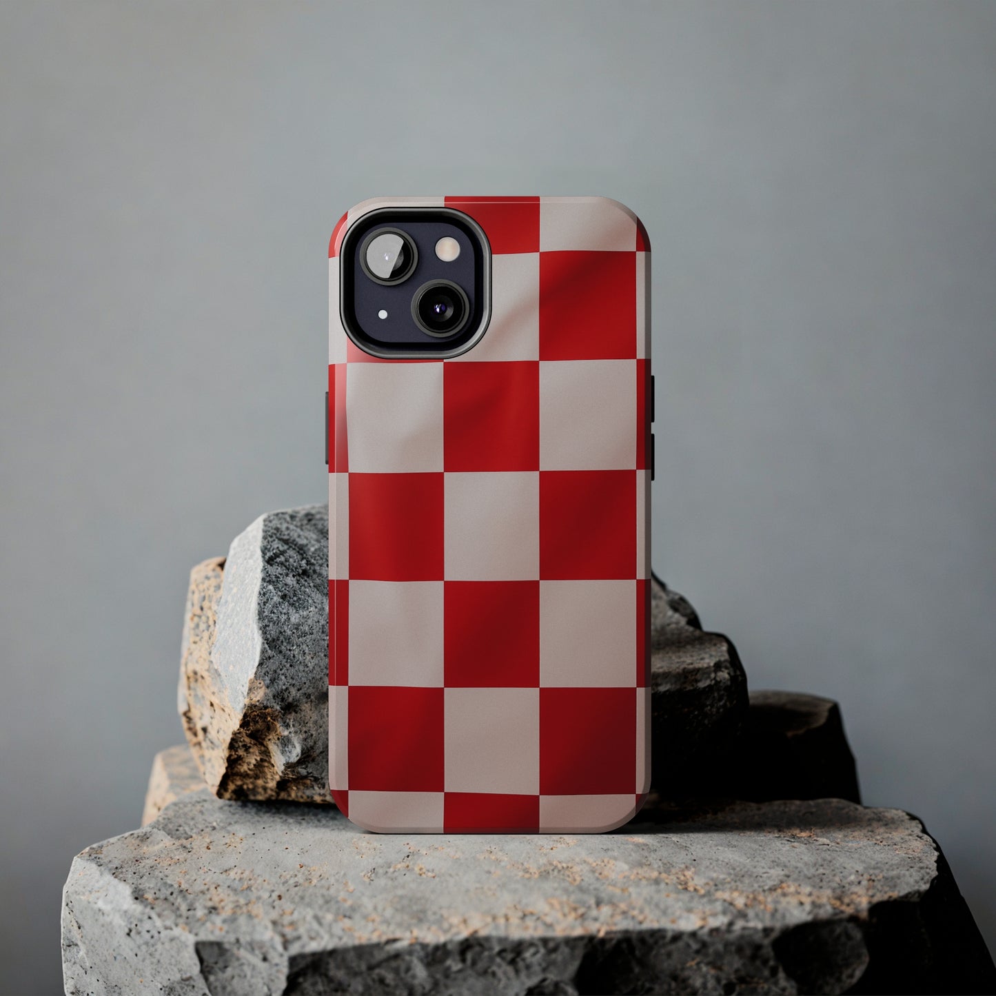 Checkered red, iPhone 7, 8, X, 11, 12, 13, 14, 15+ case.