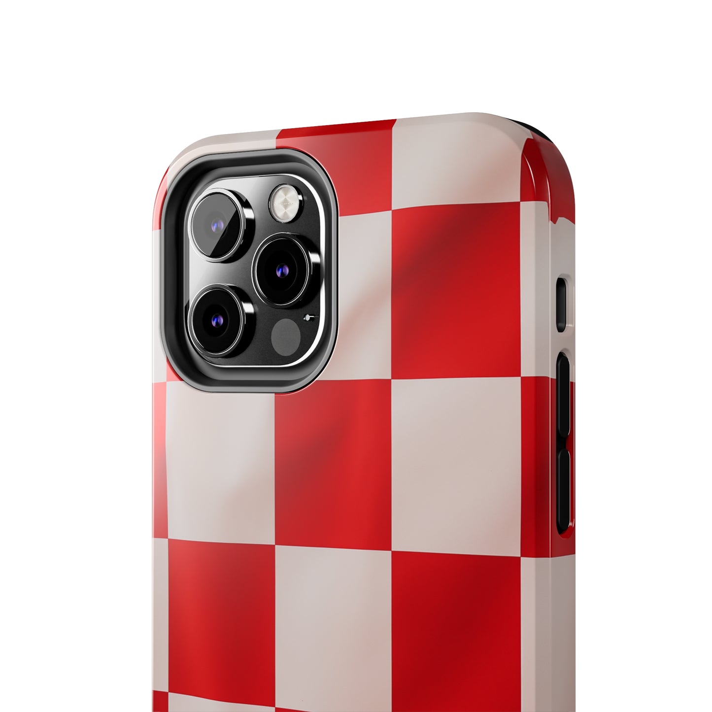 Checkered red, iPhone 7, 8, X, 11, 12, 13, 14, 15+ case.