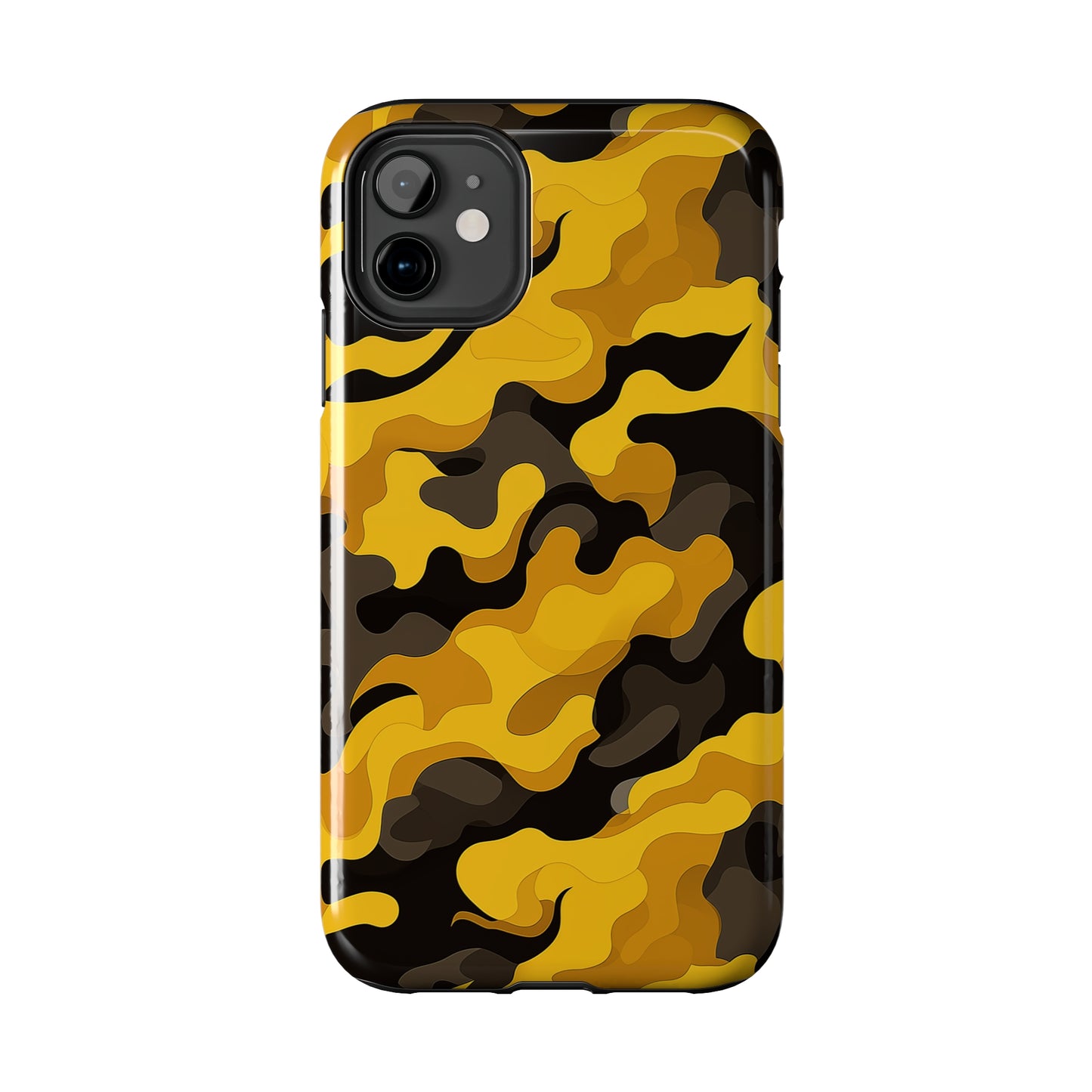 Yellow Camouflage, iPhone 7, 8, X, 11, 12, 13, 14, 15+ case.