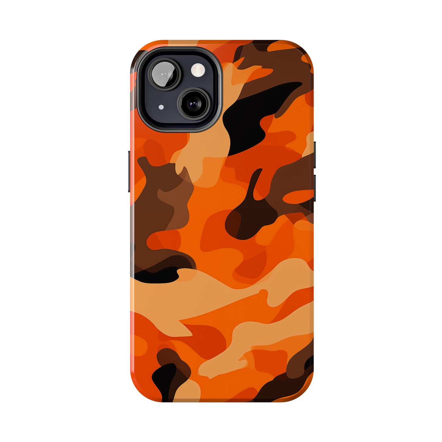 Orange Camouflage, iPhone 7, 8, X, 11, 12, 13, 14, 15+ case.