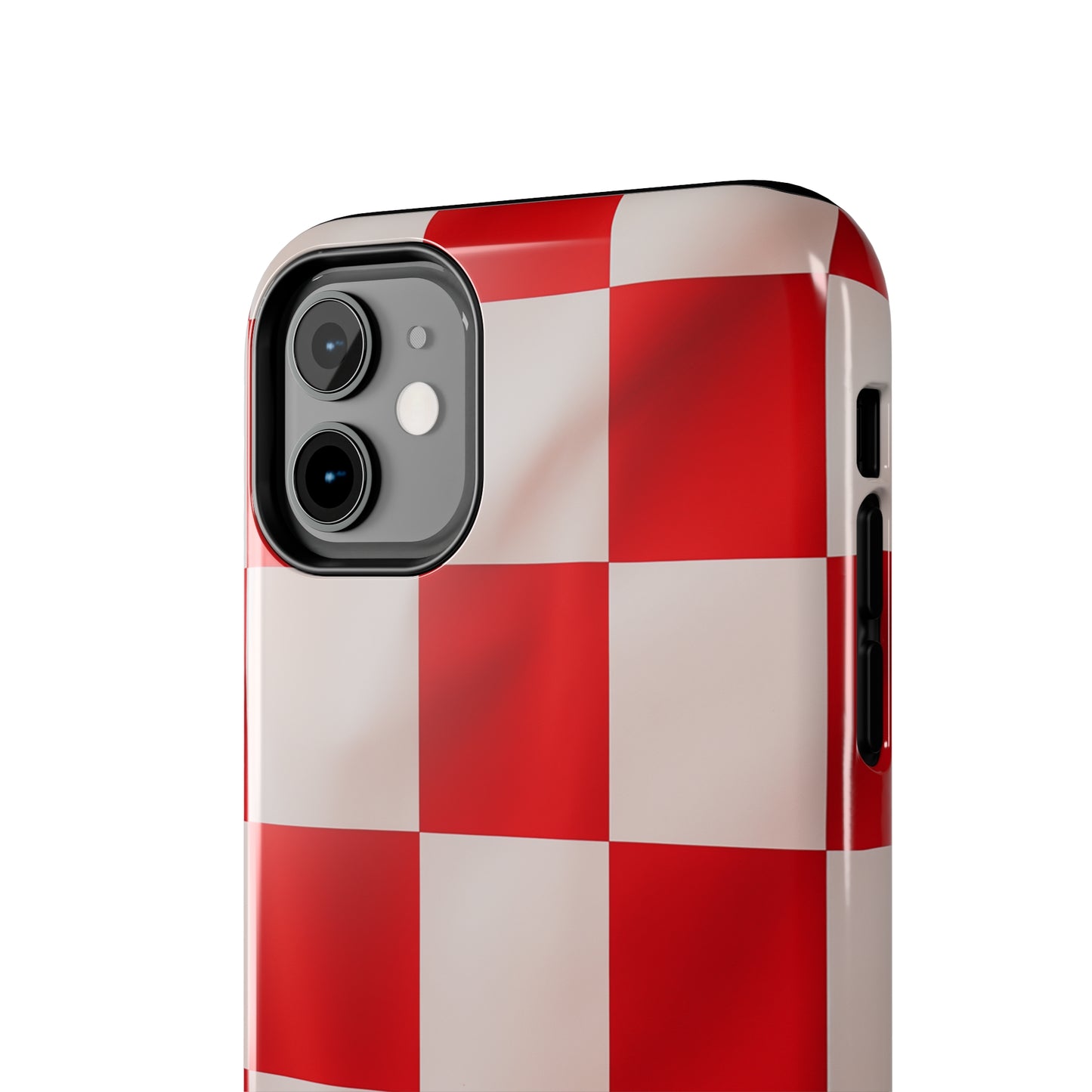 Checkered red, iPhone 7, 8, X, 11, 12, 13, 14, 15+ case.