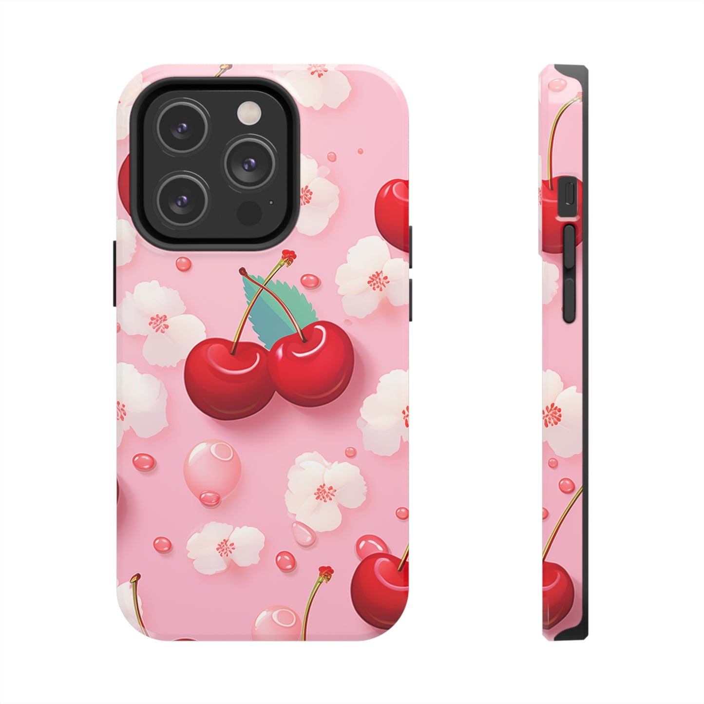 Cherries and Cherry Blossoms #02, iPhone 7, 8, X, 11, 12, 13, 14, 15+ case.