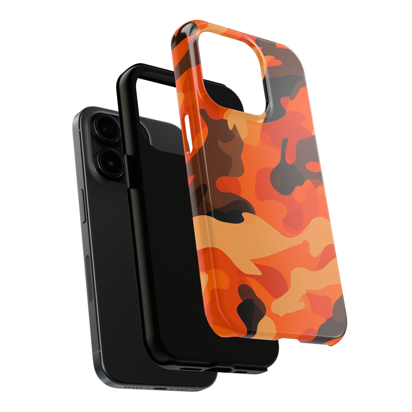 Orange Camouflage, iPhone 7, 8, X, 11, 12, 13, 14, 15+ case.