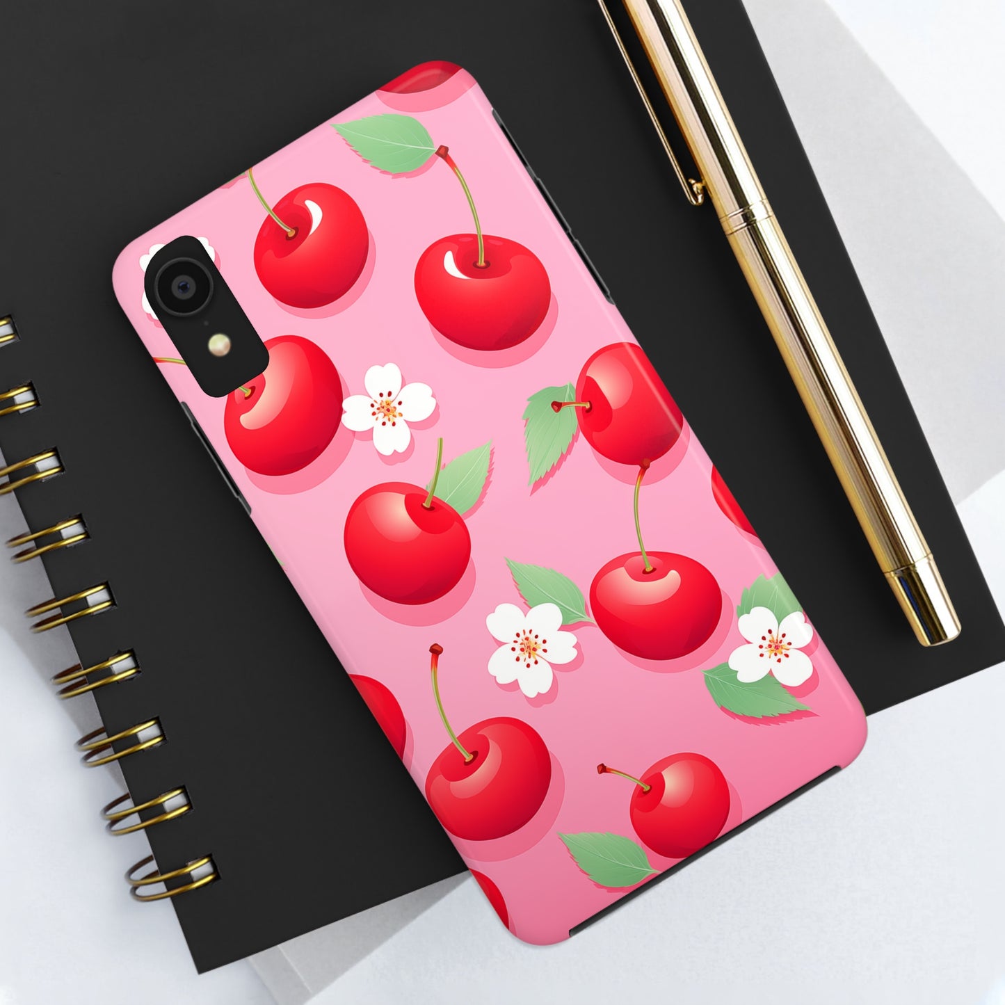 Cherries and Cherry Blossoms #03, iPhone 7, 8, X, 11, 12, 13, 14, 15+ case.