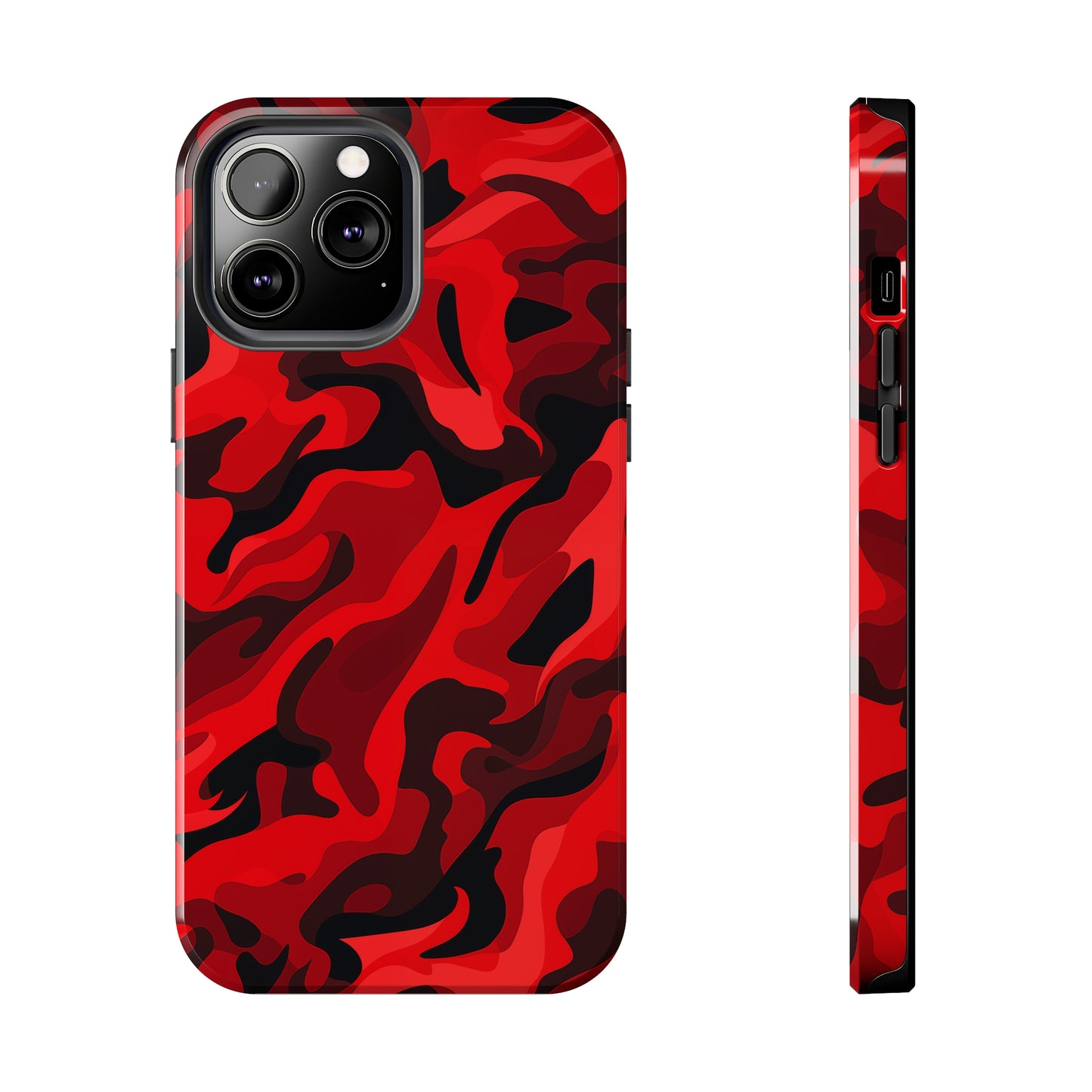 Red Camouflage, iPhone 7, 8, X, 11, 12, 13, 14, 15+ case.