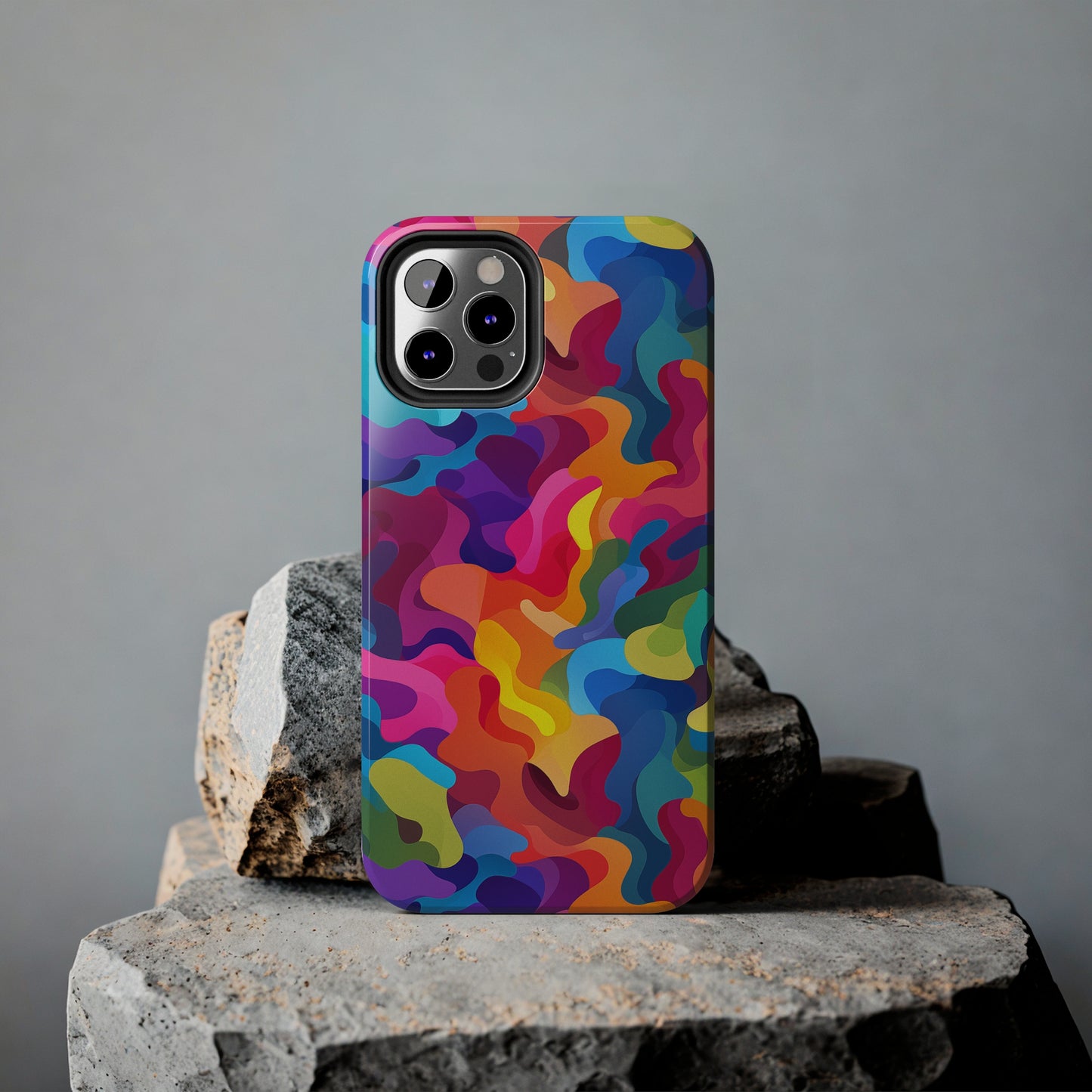 Rainbow Camouflage, iPhone 7, 8, X, 11, 12, 13, 14, 15+ case.